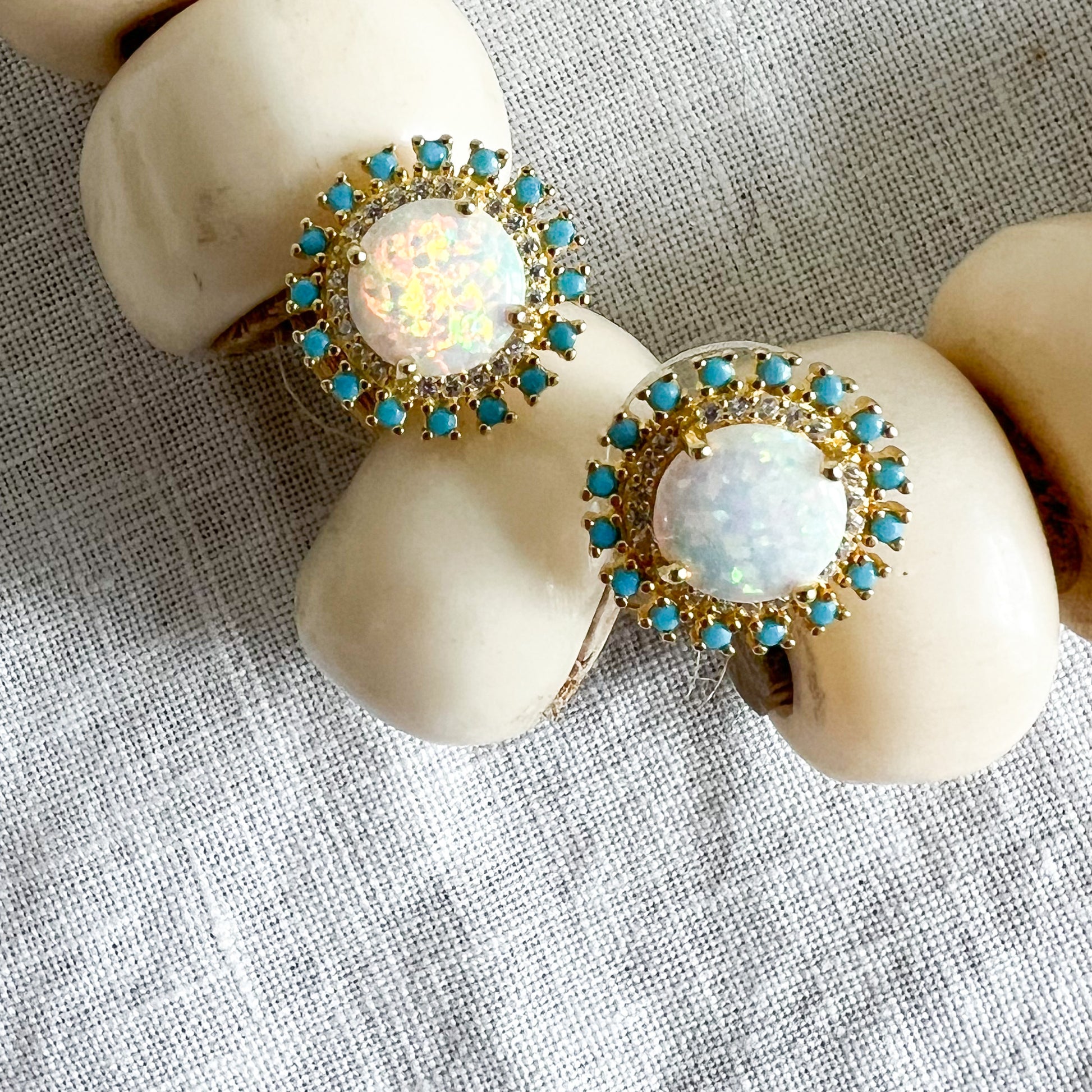 Presley Opal Turquoise Stud 925 Earrings