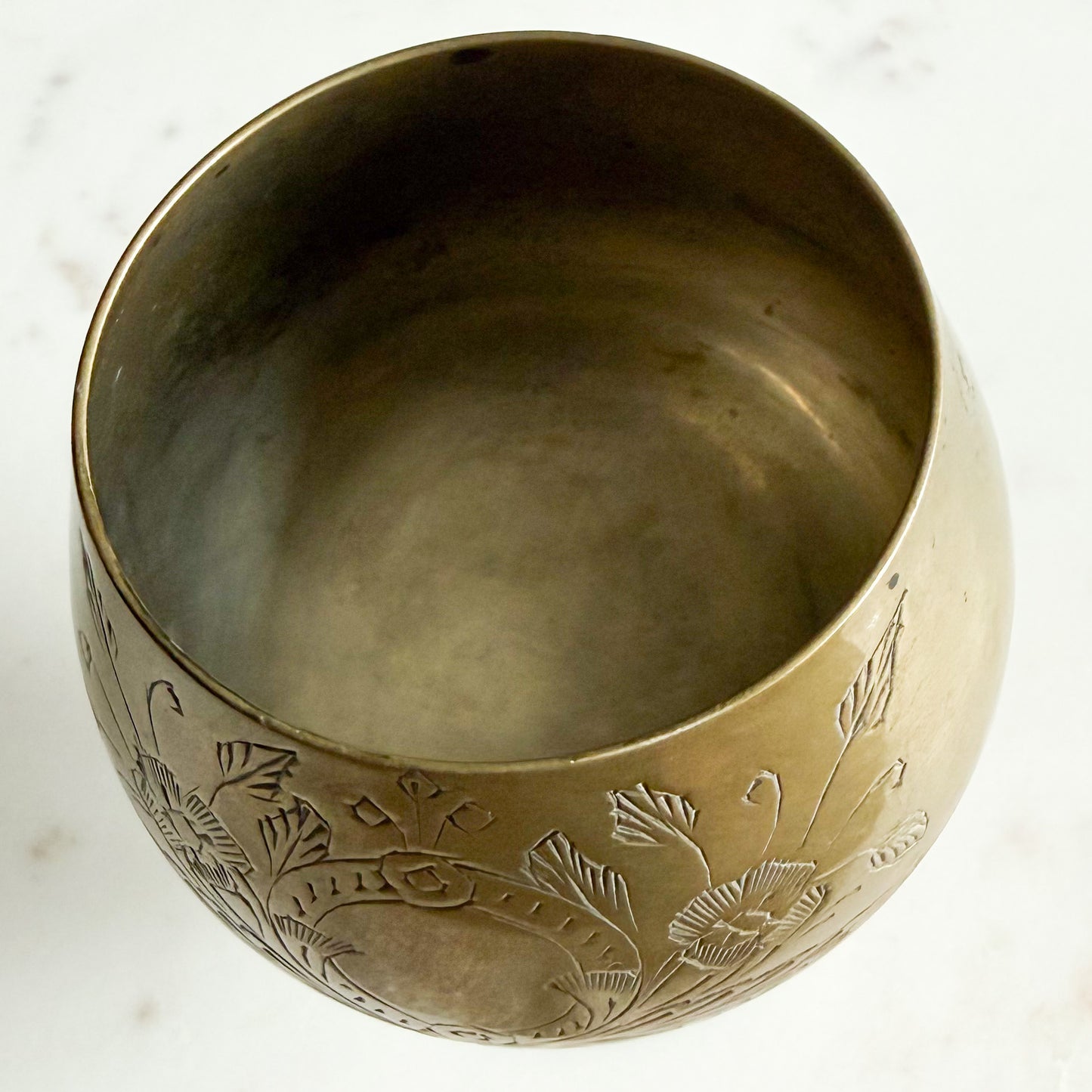 Moore Vintage Etched Brass Gobblet