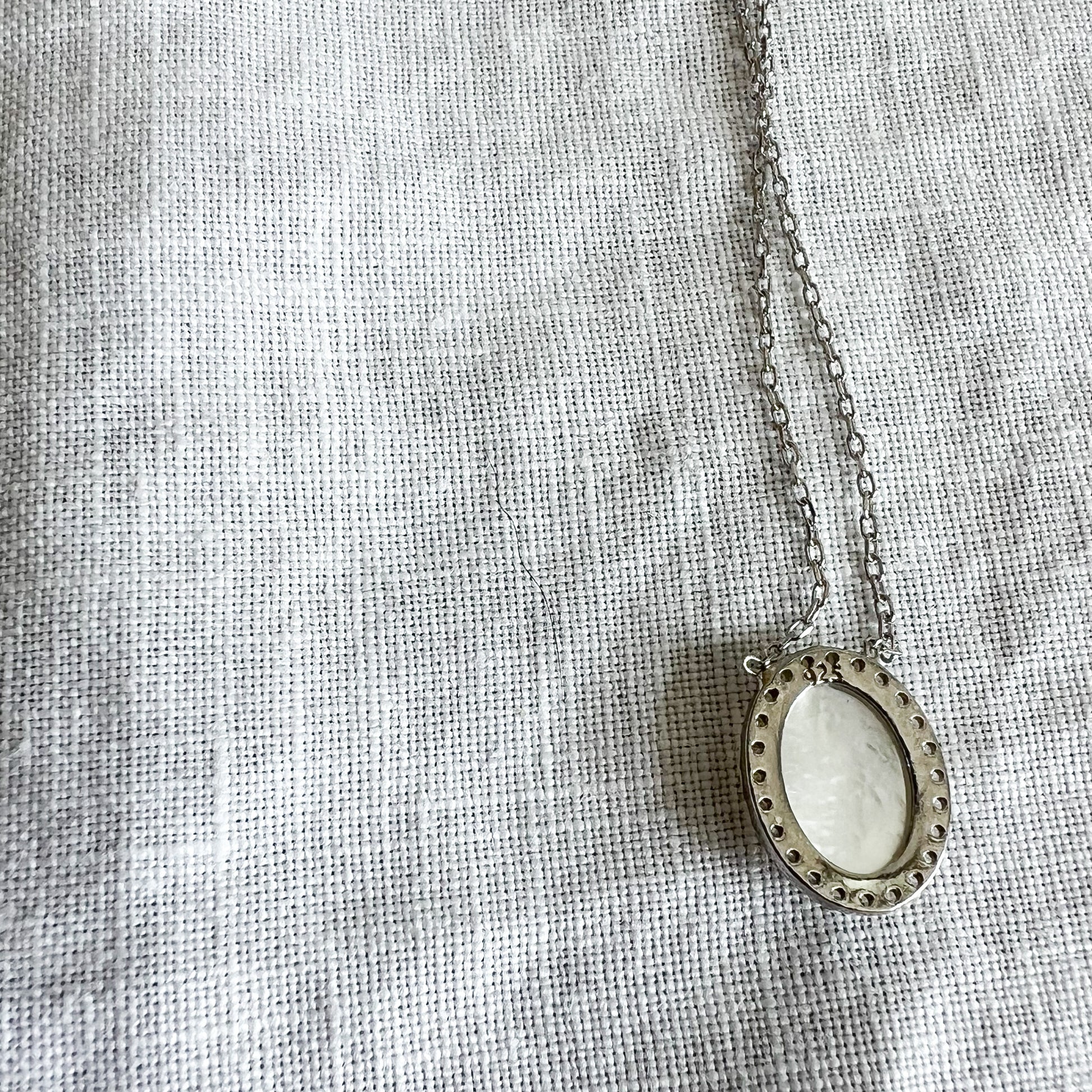 Mary Mother of Pearl Charm 925 Necklace