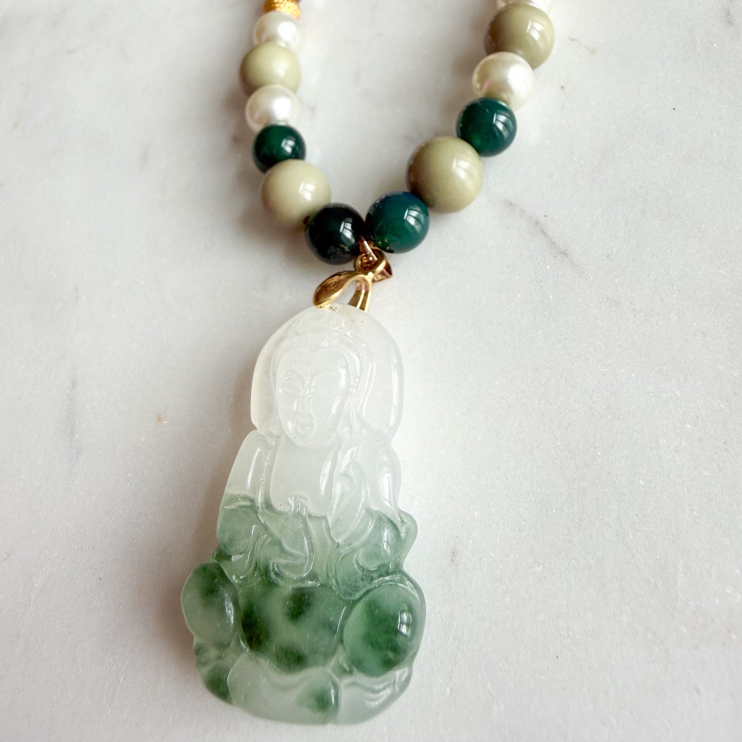 Guardian Semi-Precious Vintage Jade Buddha Pendent Necklace - BelleStyle