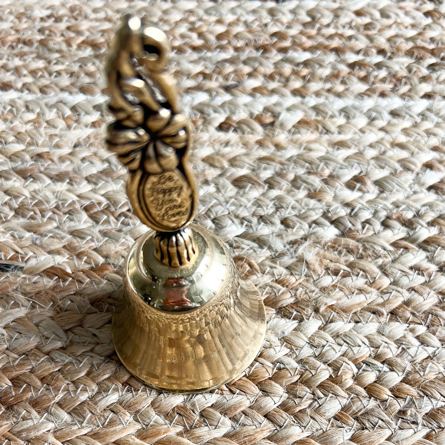 Be Happy Vintage Gold Brass Bell