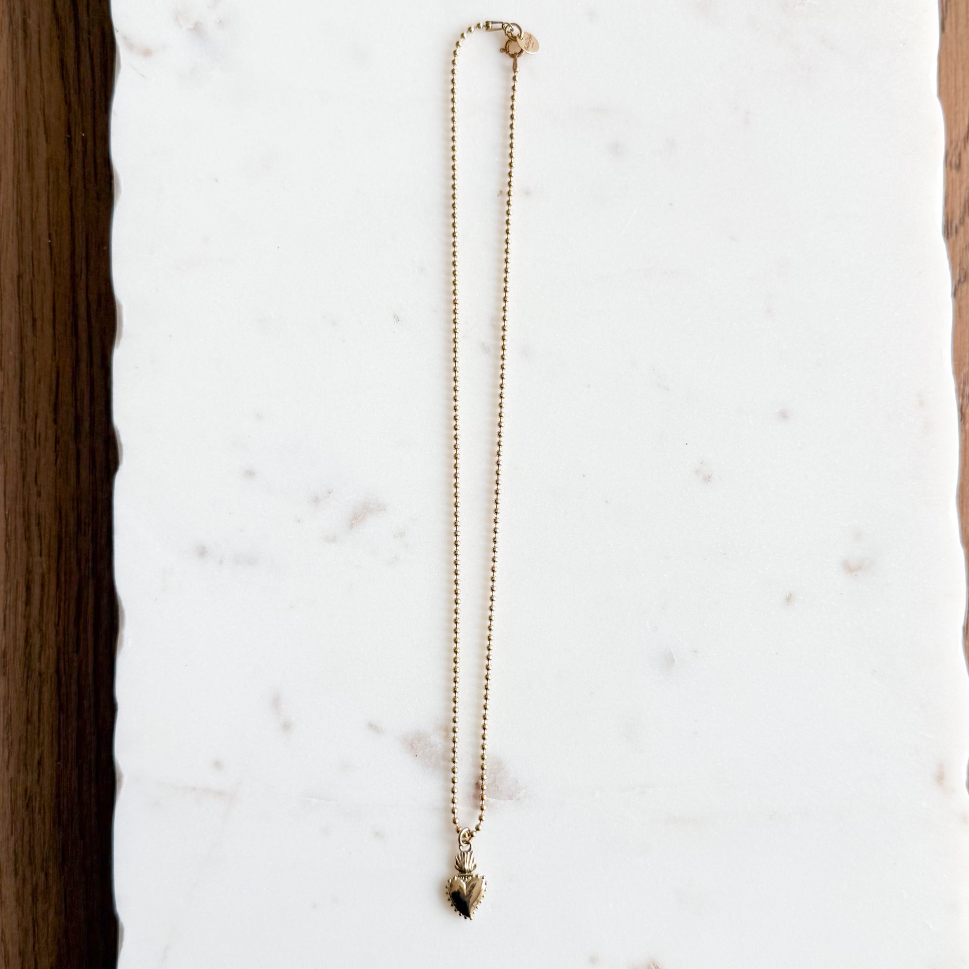 Philipine Gold Sacred Heart 18” Ball Chain Necklace