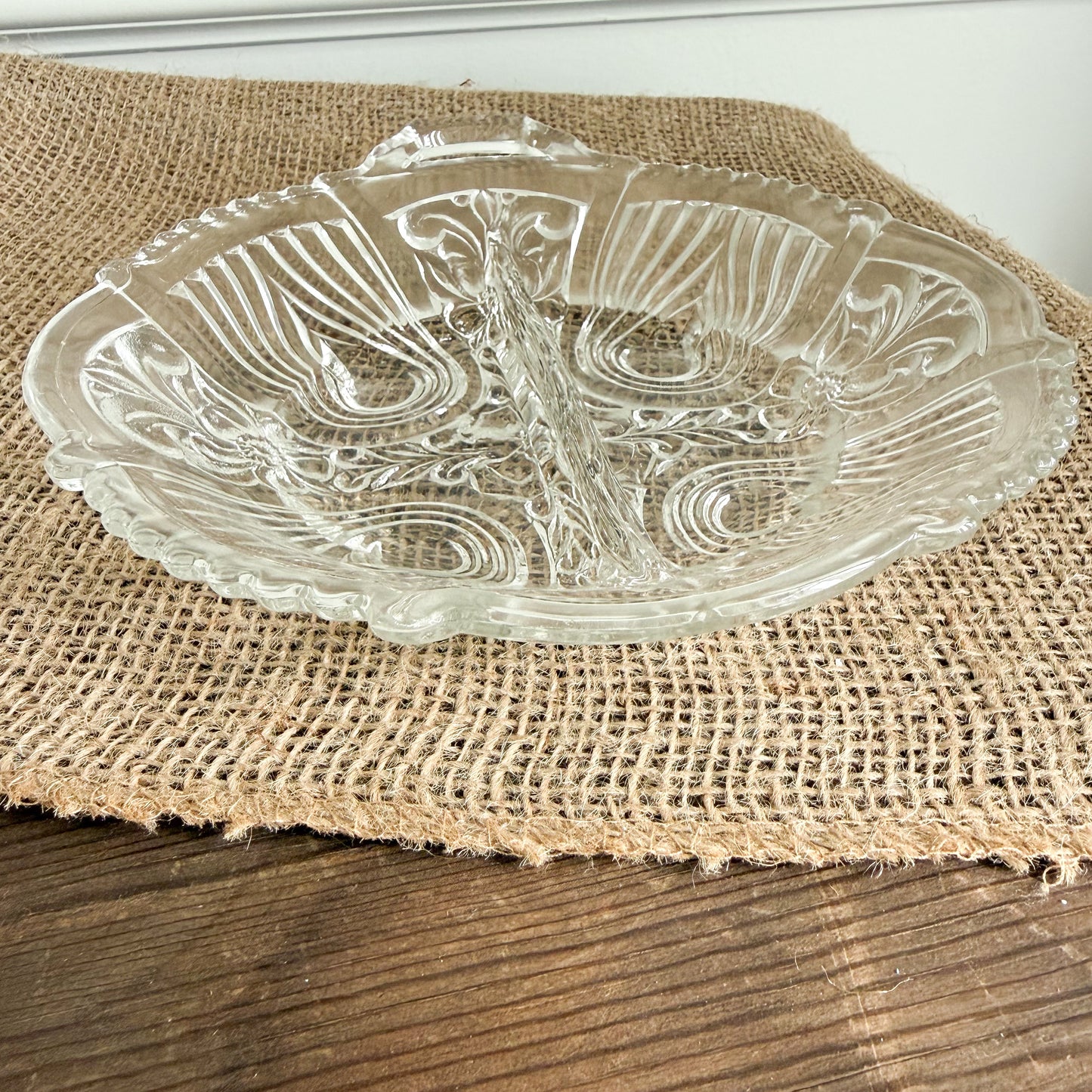 Fleur De Lis Vintage Glass Bowl