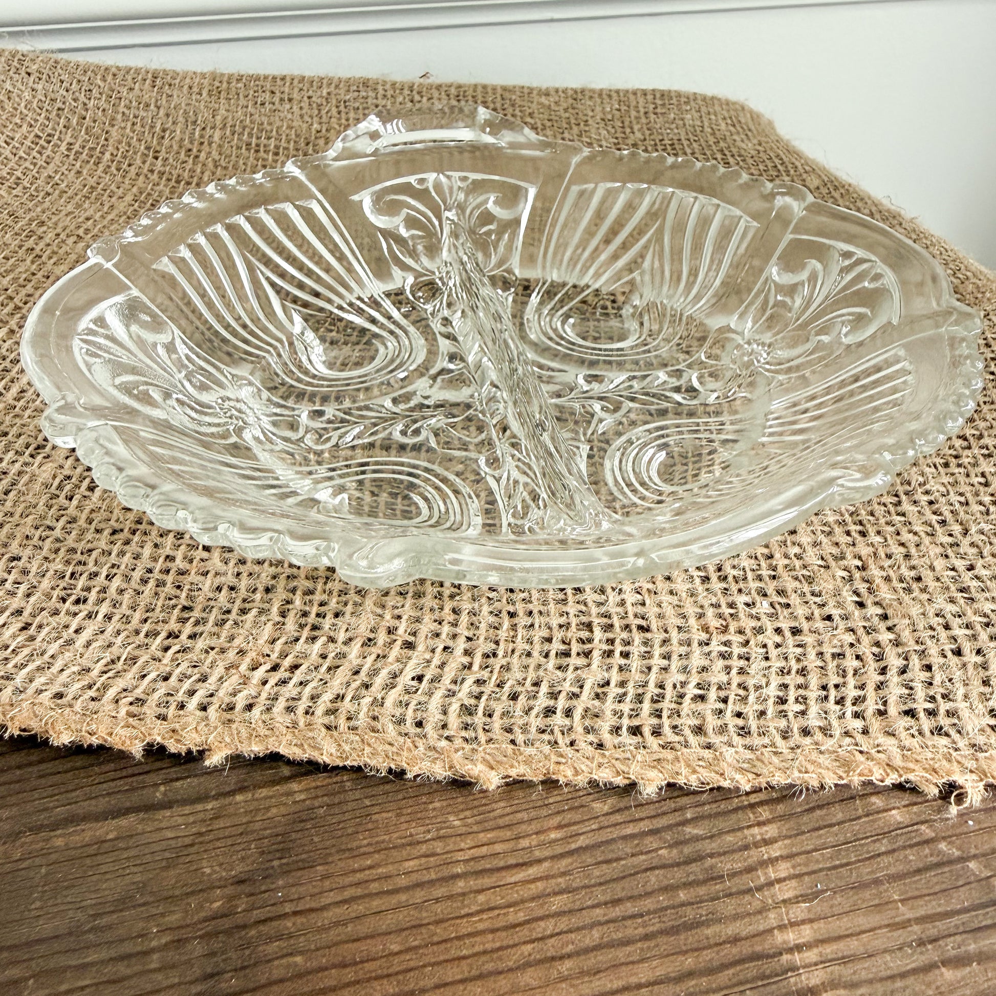 Fleur De Lis Vintage Glass Bowl