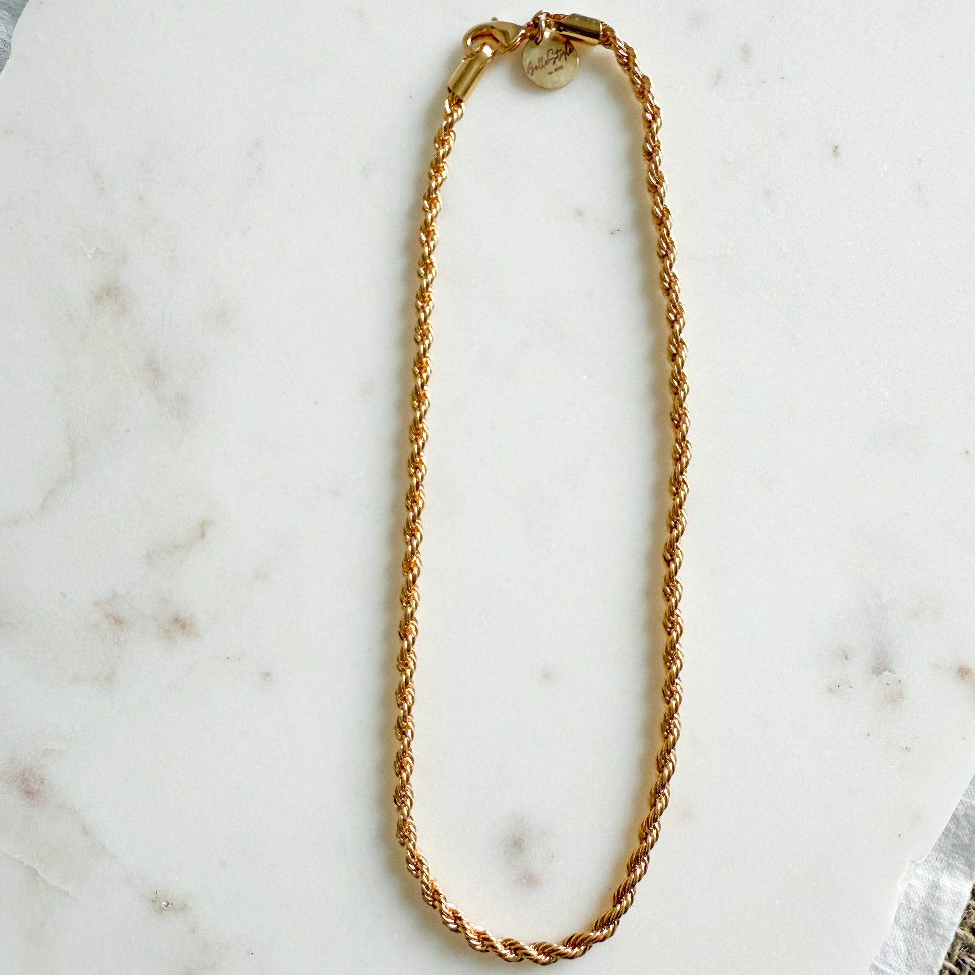 BelleStyle Thick Gold 18K Plate Brass Rope Chain Necklace