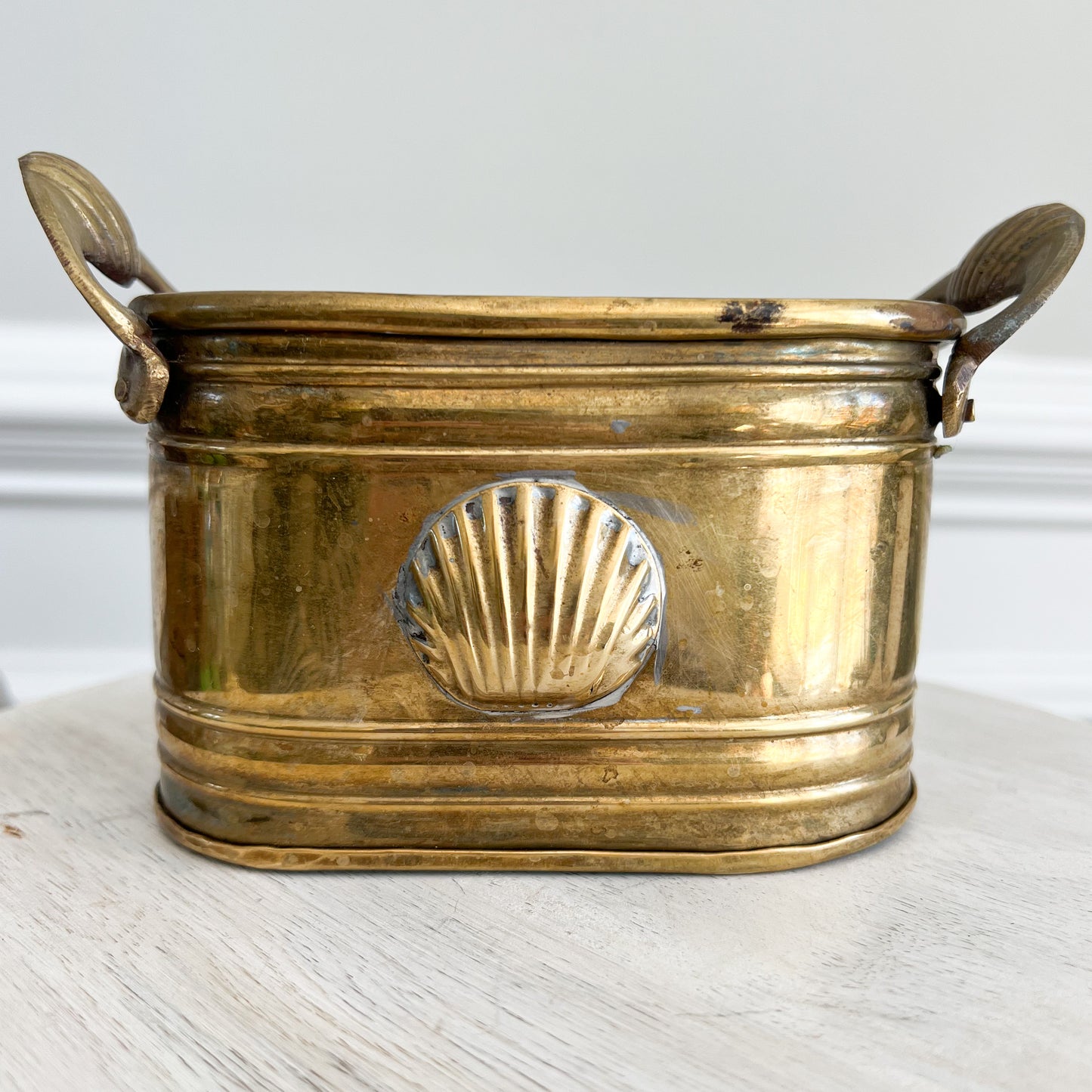 Shell Vintage Brass Shell Double Handle Jewelry Container