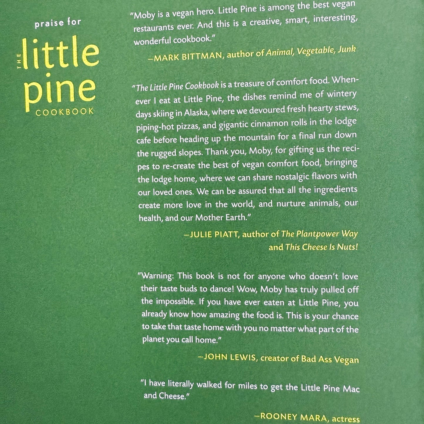 The Little Pine Hardback Cookbook by Moby