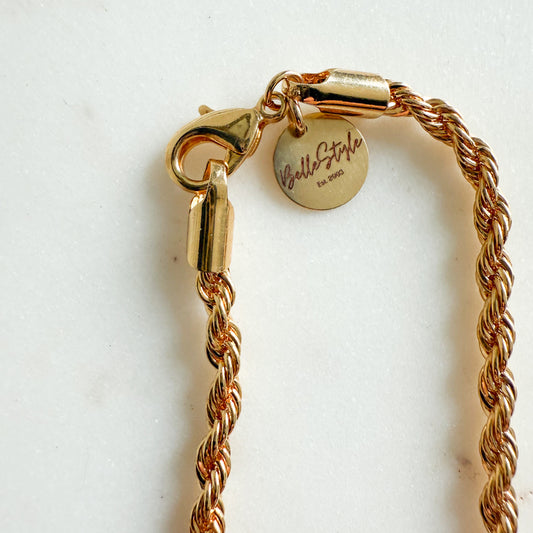 BelleStyle Thick Gold 18K Plate Brass Rope Chain Necklace