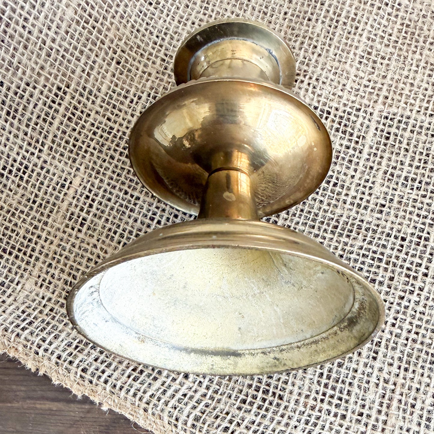 Loretta Scalloped Vintage Brass CandleHolder with Candlestick