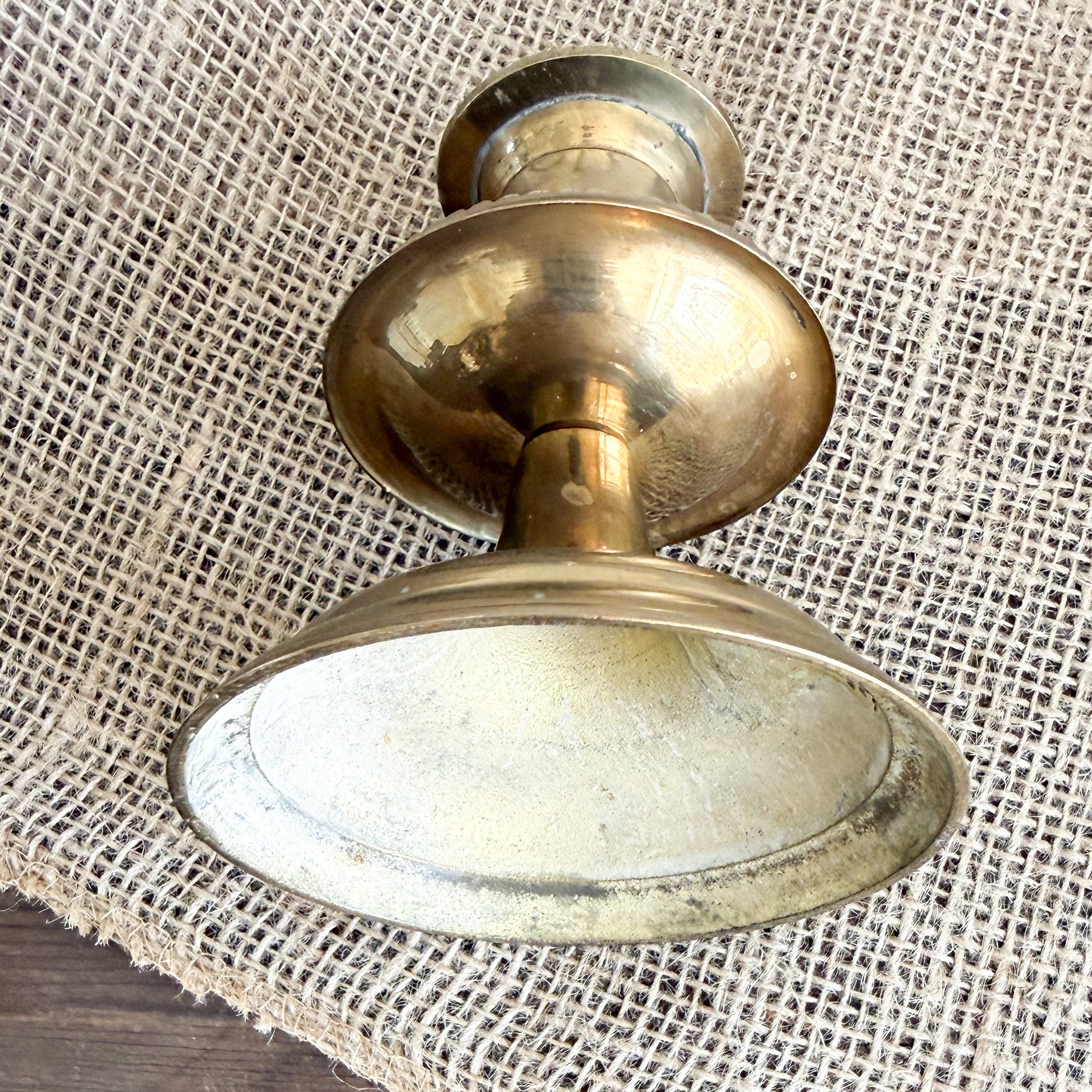 Loretta Scalloped Vintage Brass CandleHolder with Candlestick