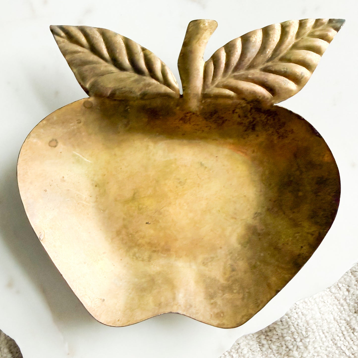 Apple Vintage Brass Jewelry Bowl