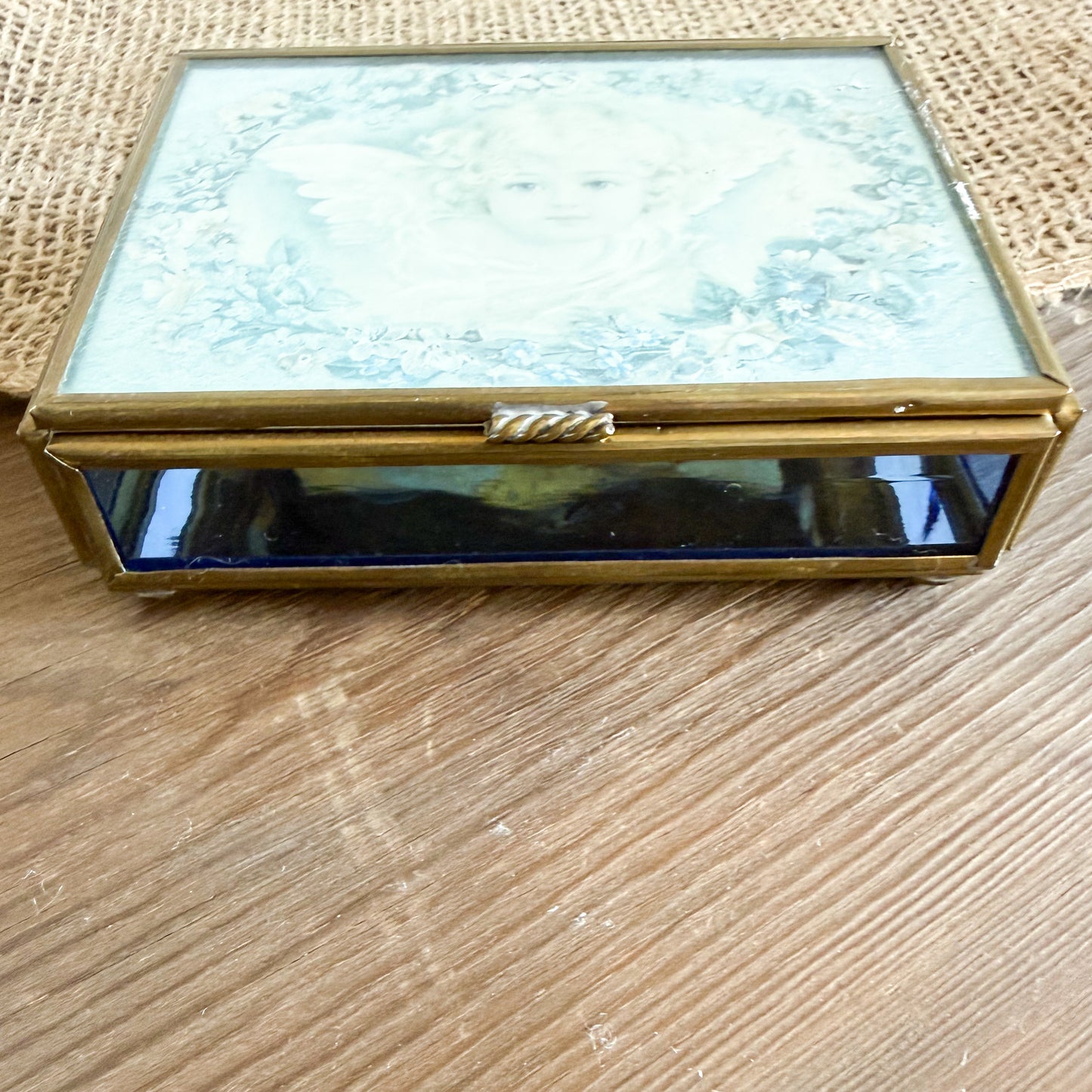 Cleo Vintage Angelface Glass Jewelry Box