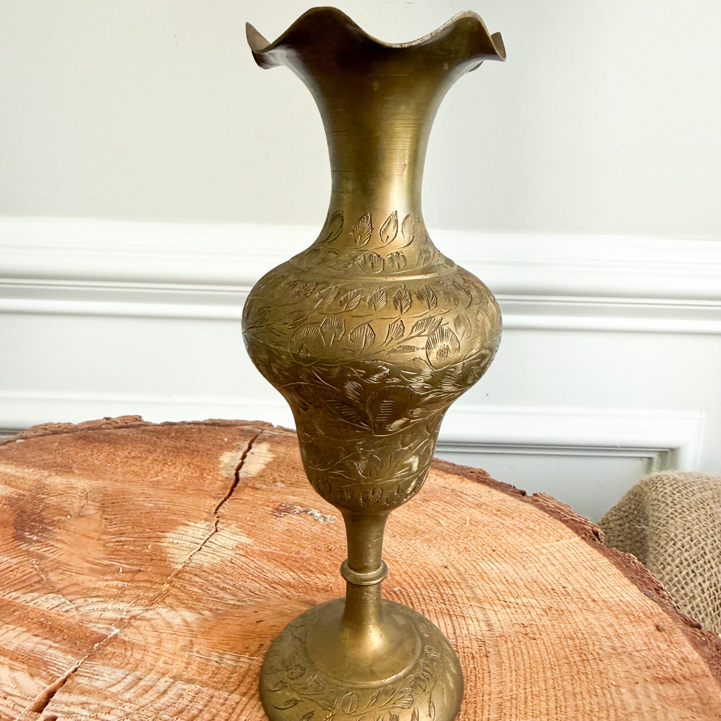 Wave MCM Vintage Brass Vase