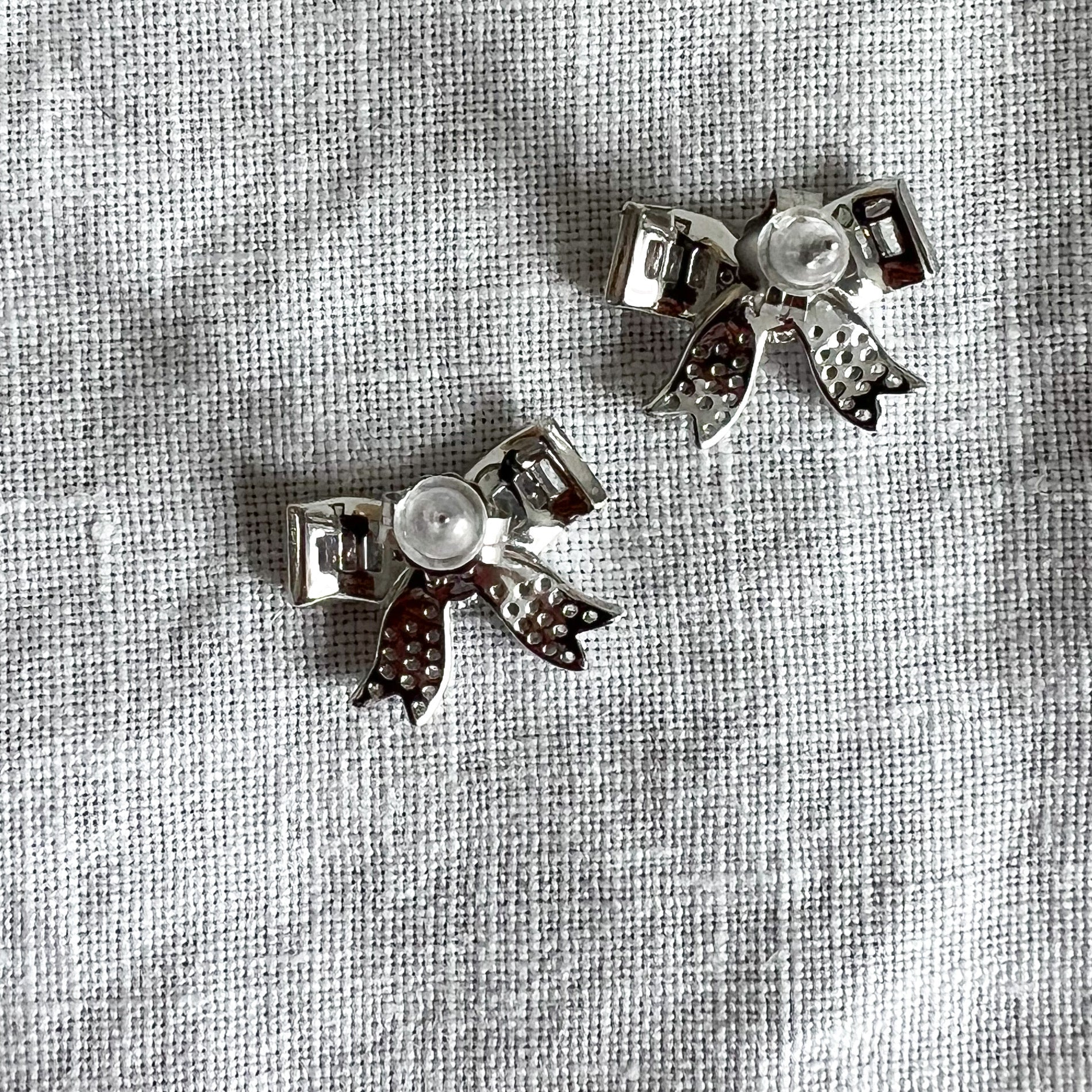 Belle Bow Baguette Crystal Stud Earrings