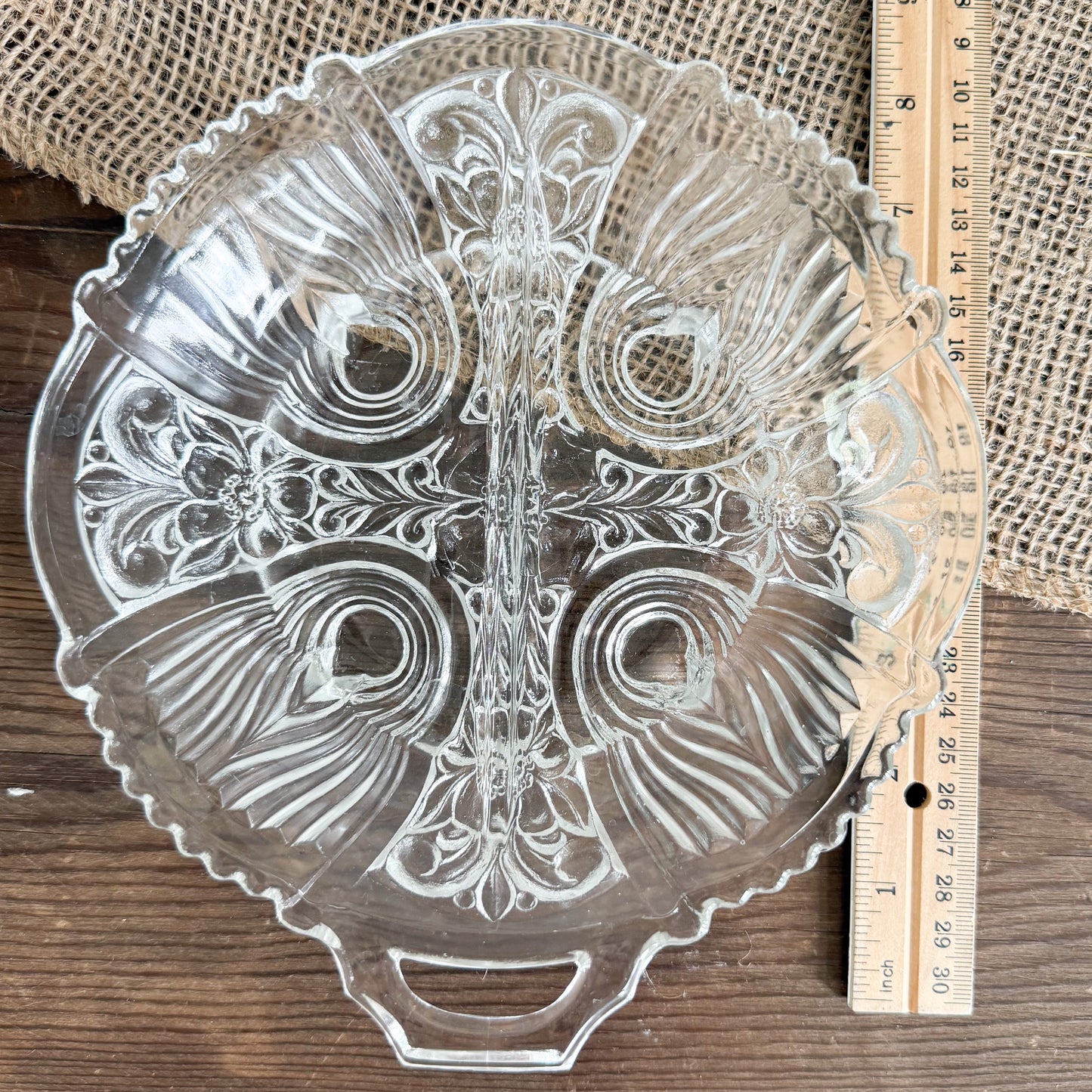Fleur De Lis Vintage Glass Bowl