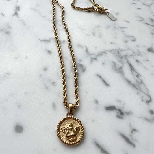 Angel Round Coin Classic Necklace