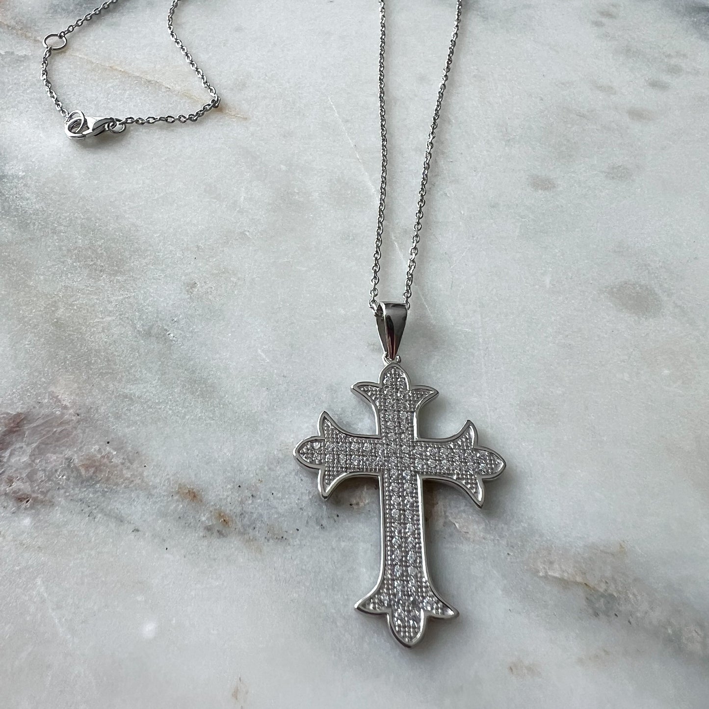 Celtic Pave Cubic Zirconia Cross Necklace