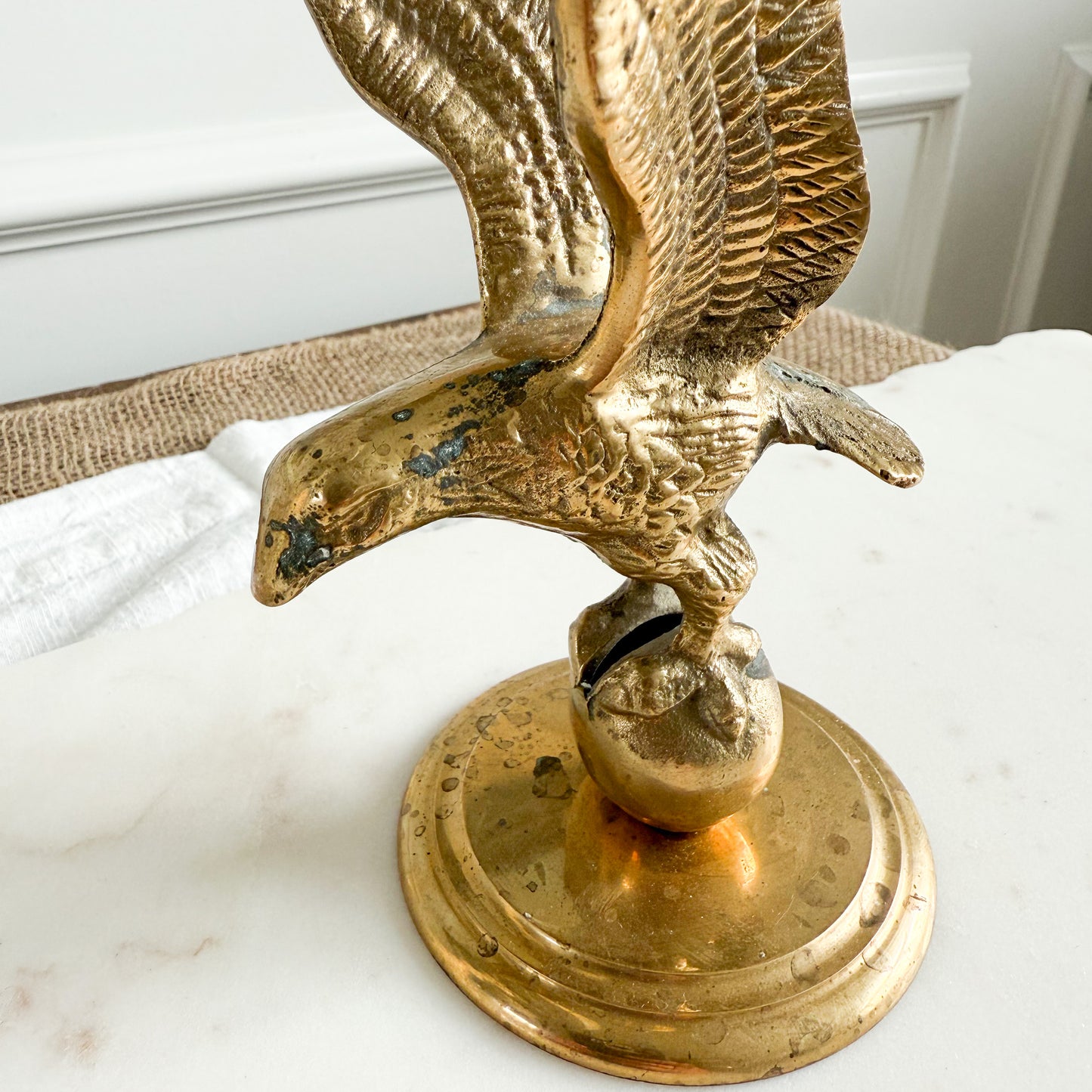 BelleStyle Vintage Brass Flying Eagle Statue