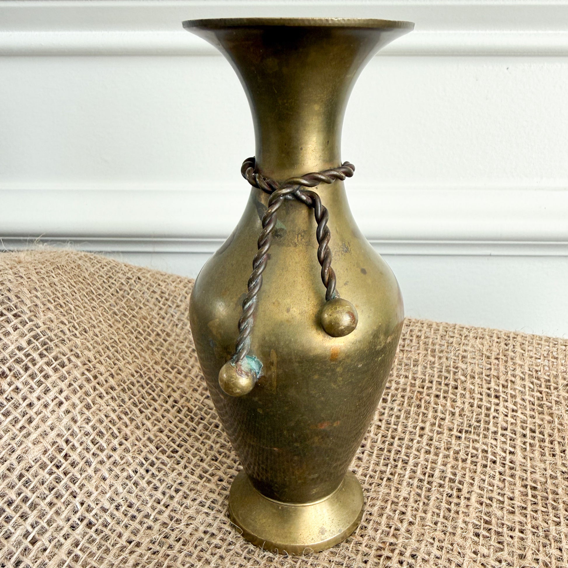 Lago Vintage Brass Rope Vase