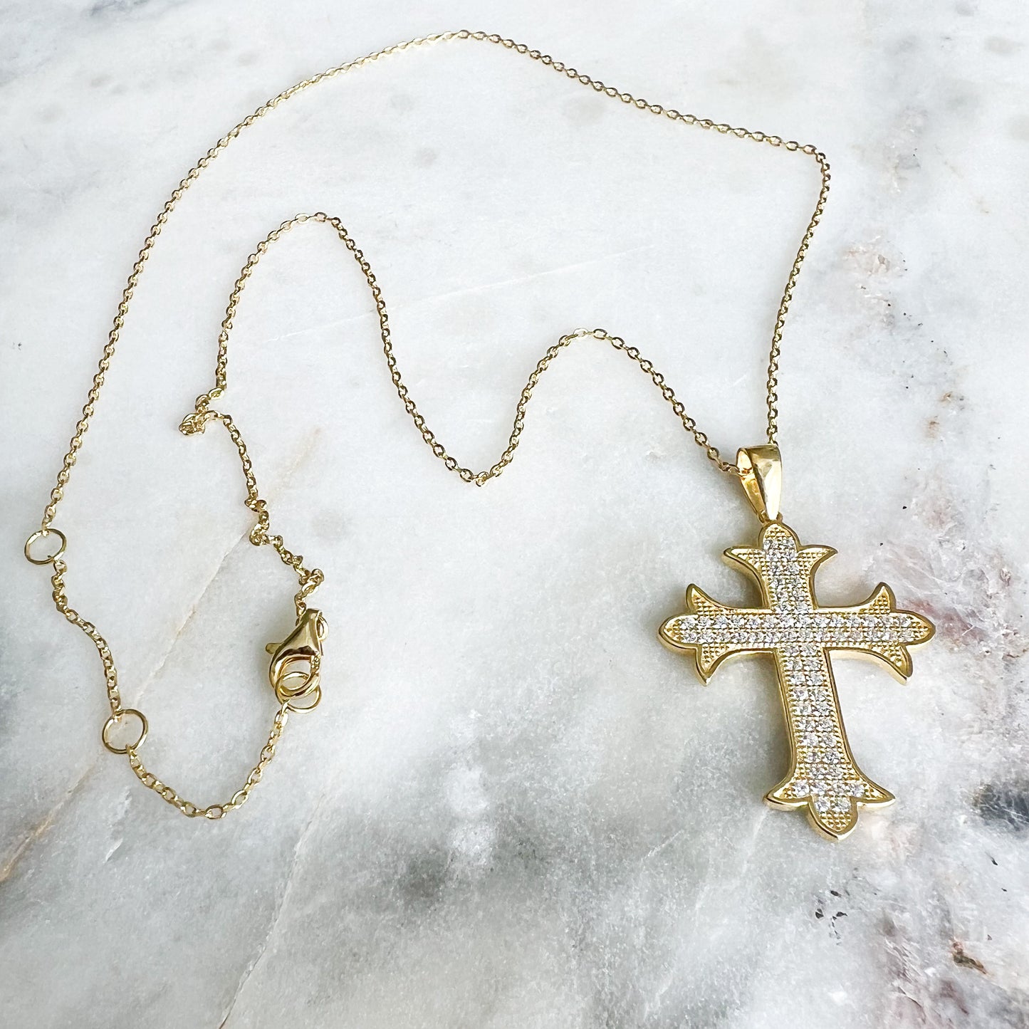 Celtic Pave Cubic Zirconia Cross Necklace