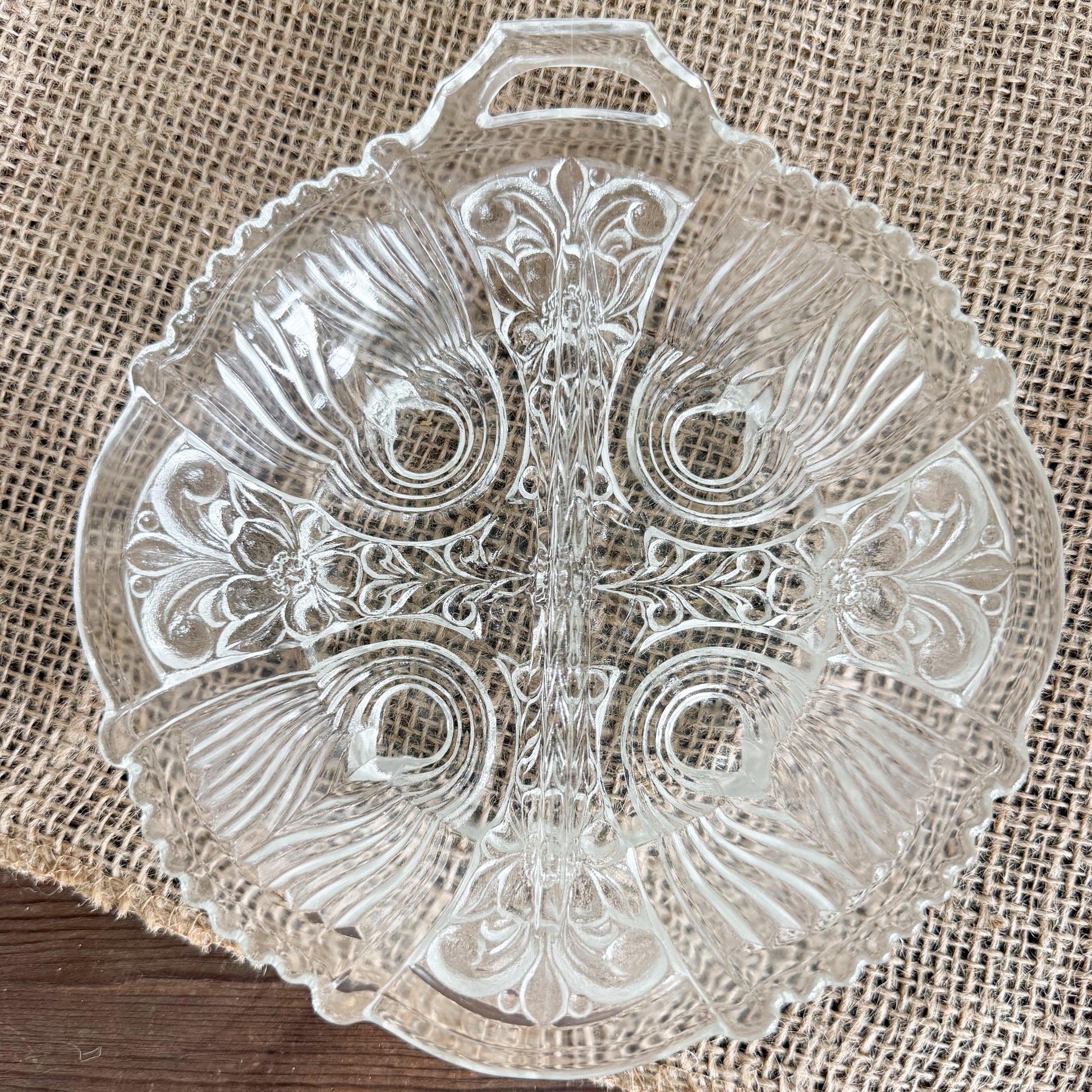 Fleur De Lis Vintage Glass Bowl