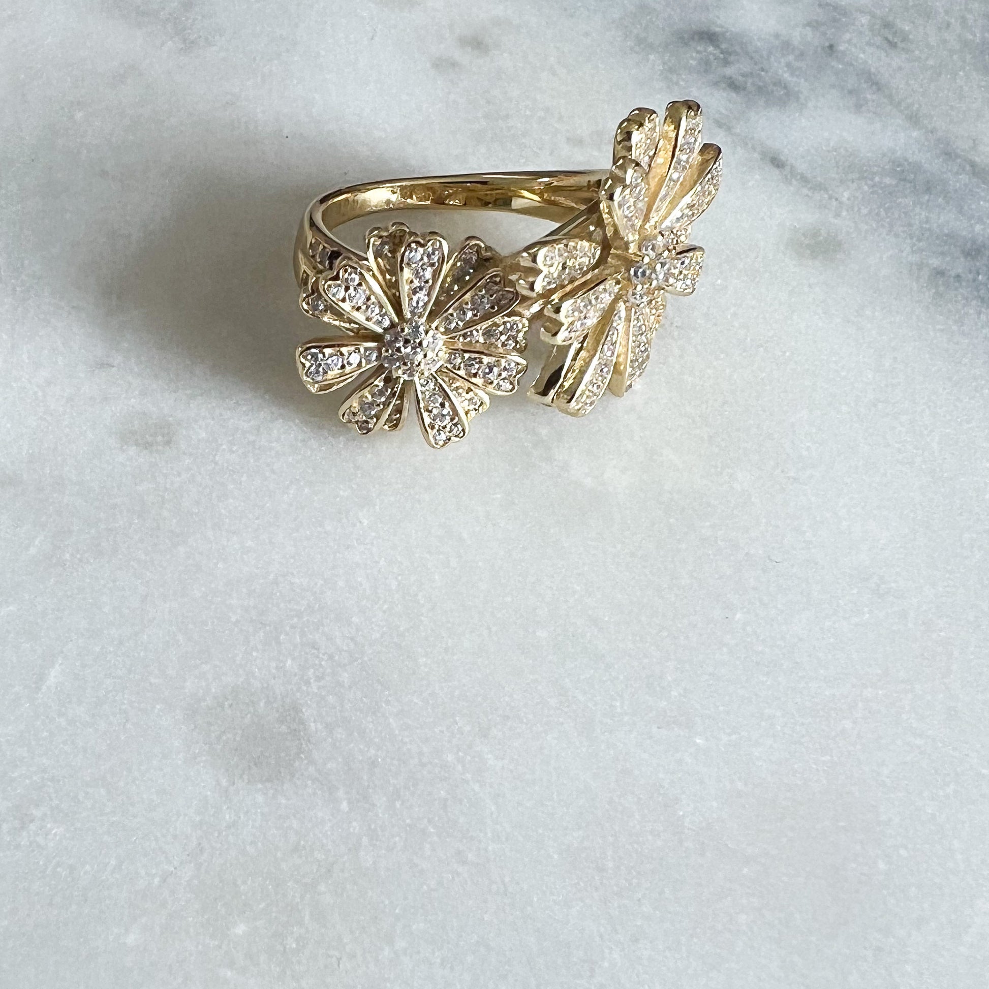 Flower Gold Sterling Silver 926 Ring Size 7 - BelleStyle