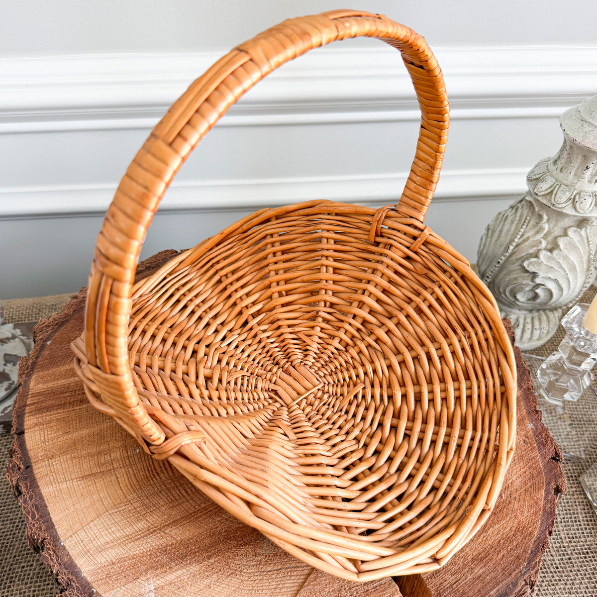 Honey Vintage Small French Market Gathering Basket - BelleStyle
