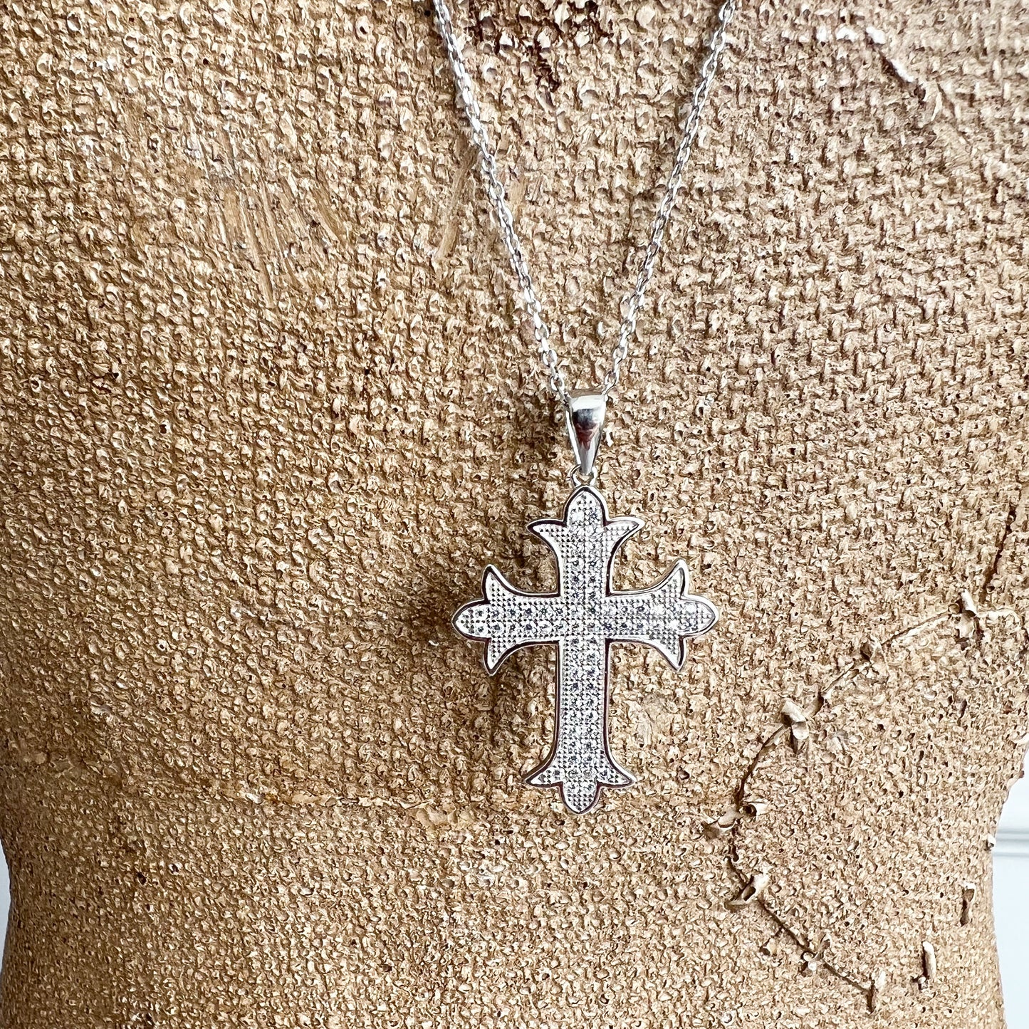 Celtic Pave Cubic Zirconia Cross Necklace