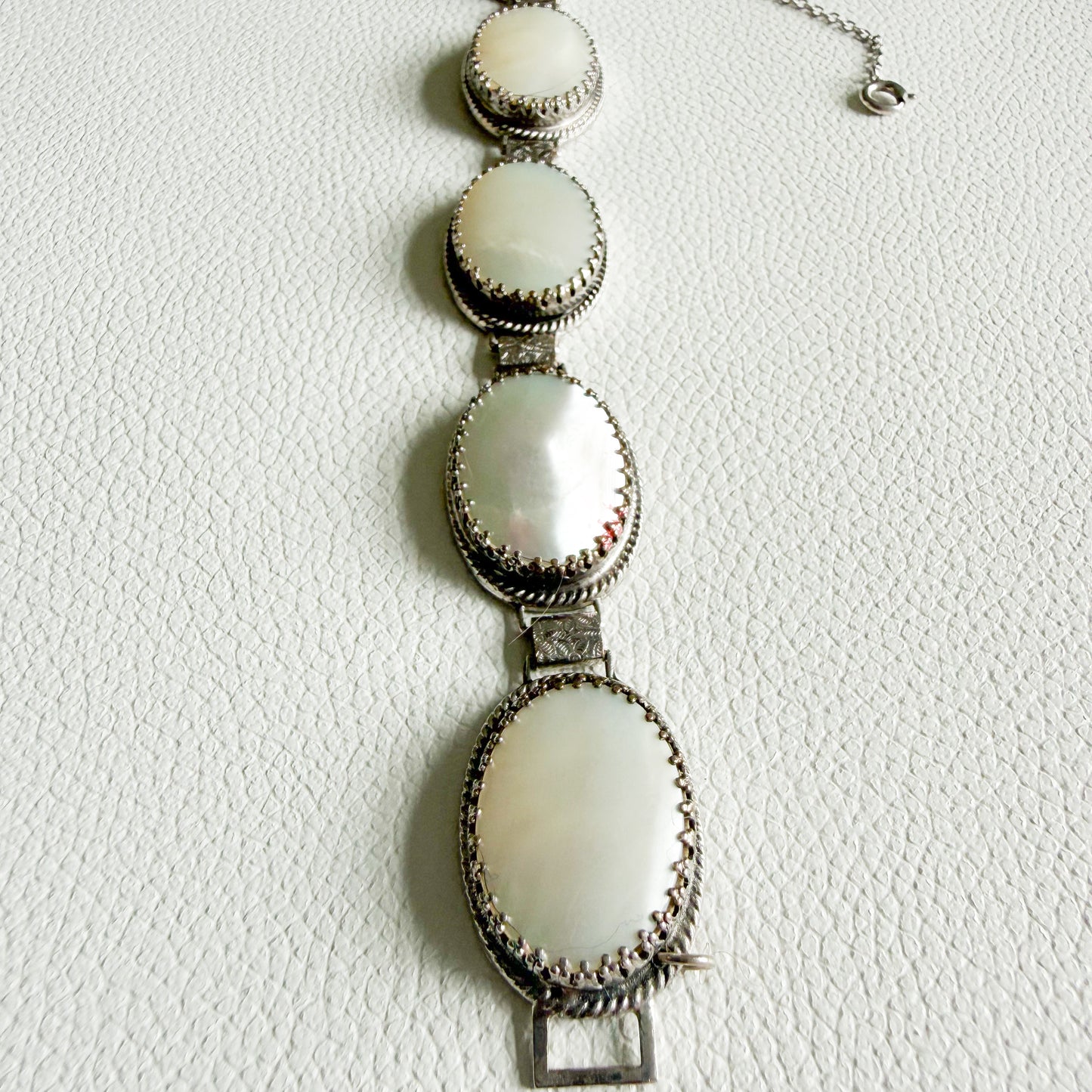 Seagull Whiting & Davis Co. Vintage Mother of Pearl Sterling Silver 925 Bracelet