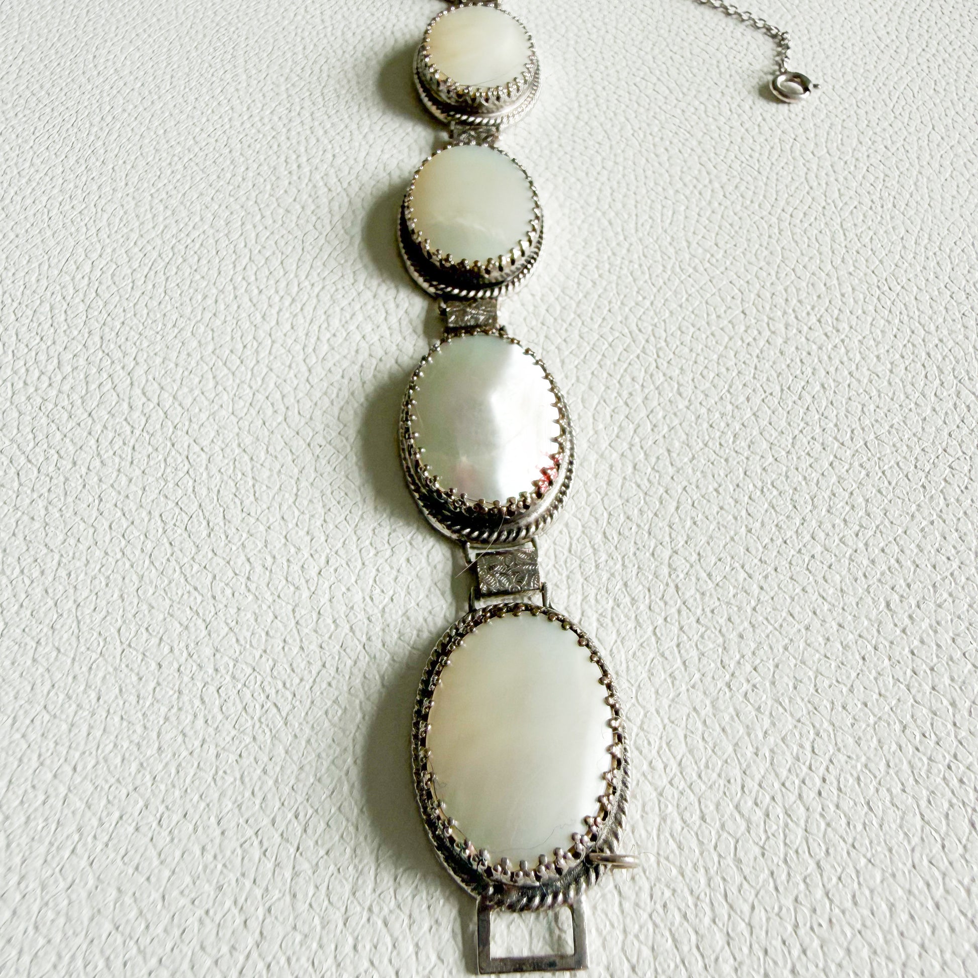Seagull Whiting & Davis Co. Vintage Mother of Pearl Sterling Silver 925 Bracelet