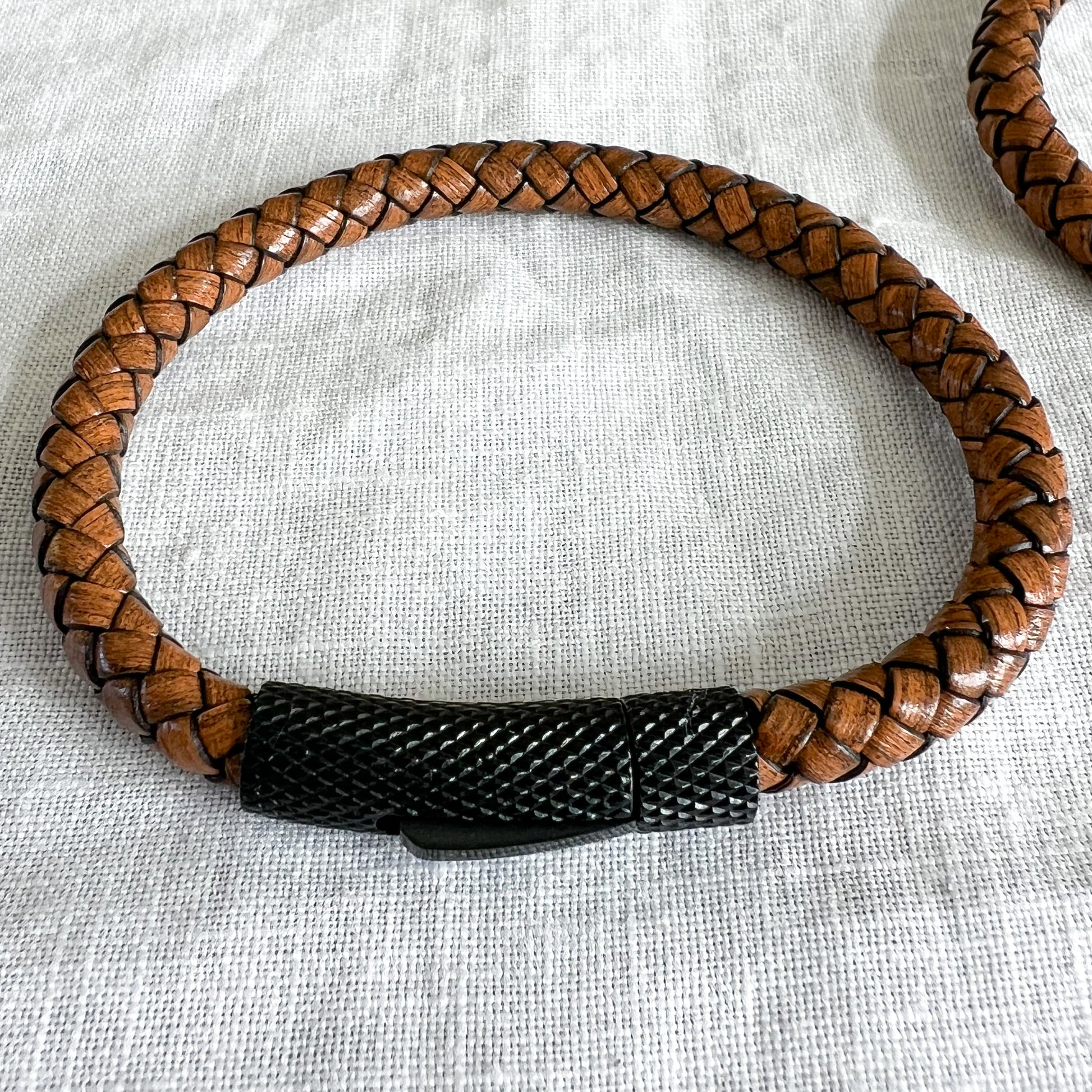 Bourbon Leather Gunmetal Men’s Bracelet - 3 Sizes - BelleStyle