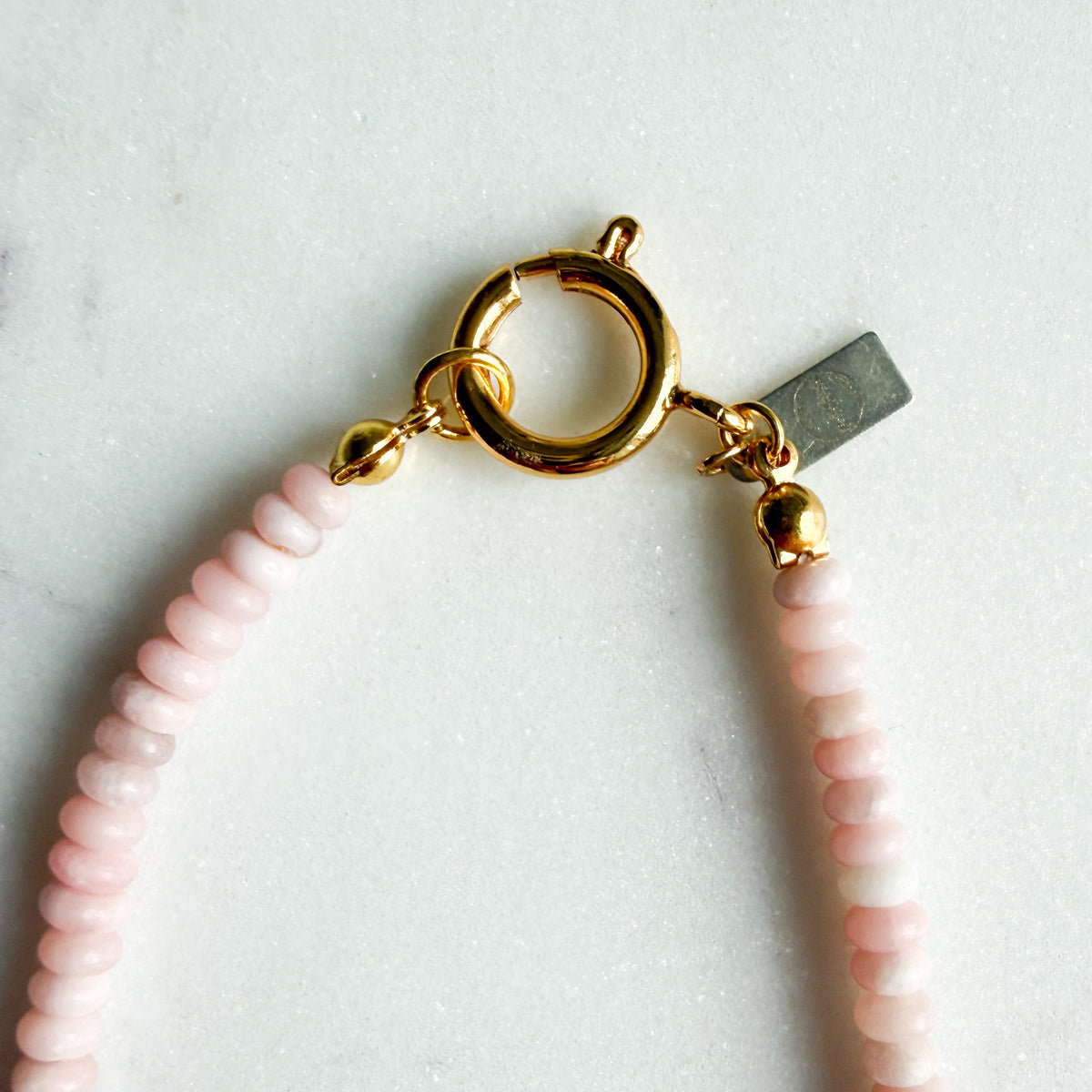Lelu Light Pink Conch Shell Small Gold Heart Necklace