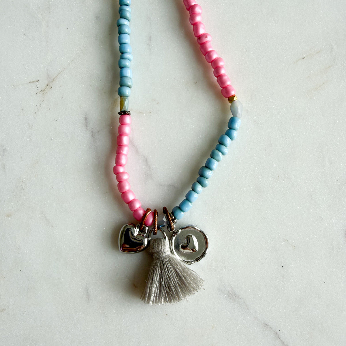 Holly Girl’s Silver Heart Tassel Charm Necklace - BelleStyle