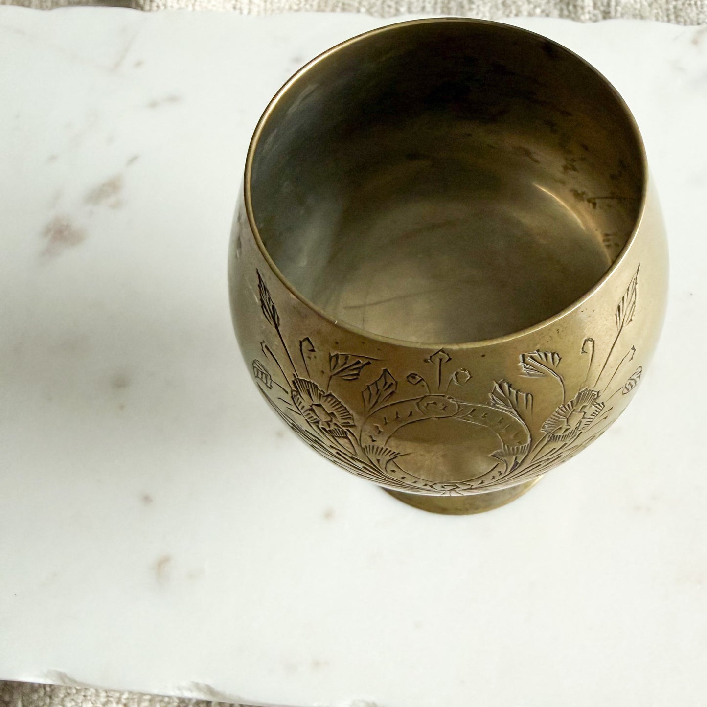 Moore Vintage Etched Brass Gobblet