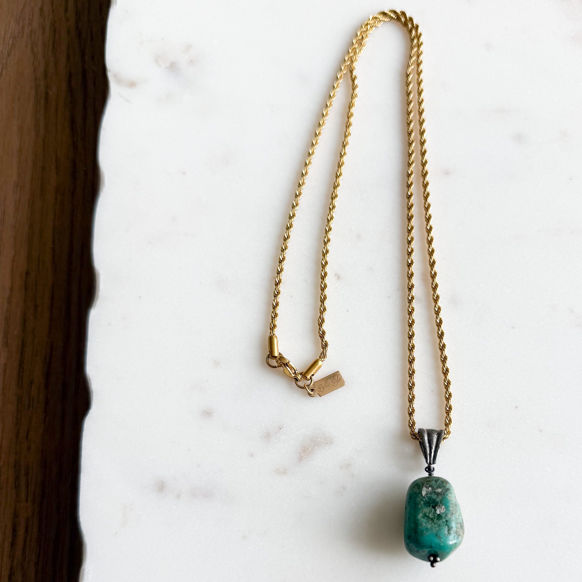 Sawgrass Vintage Turquoise Charm Gold Twist Rope Necklace