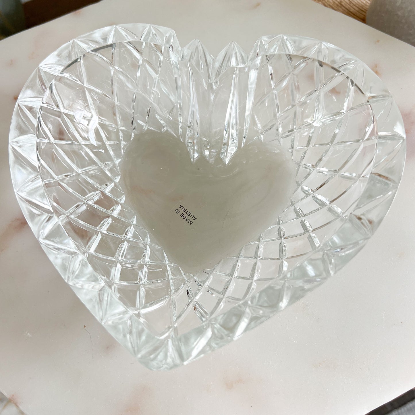 Vintage Austrian Crystal Heart Dish - BelleStyle