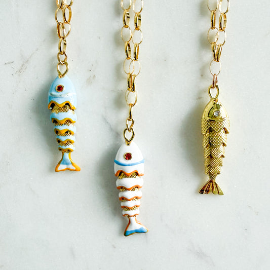 Catarina Fish 14KTGF Oval chain Necklace - BelleStyle
