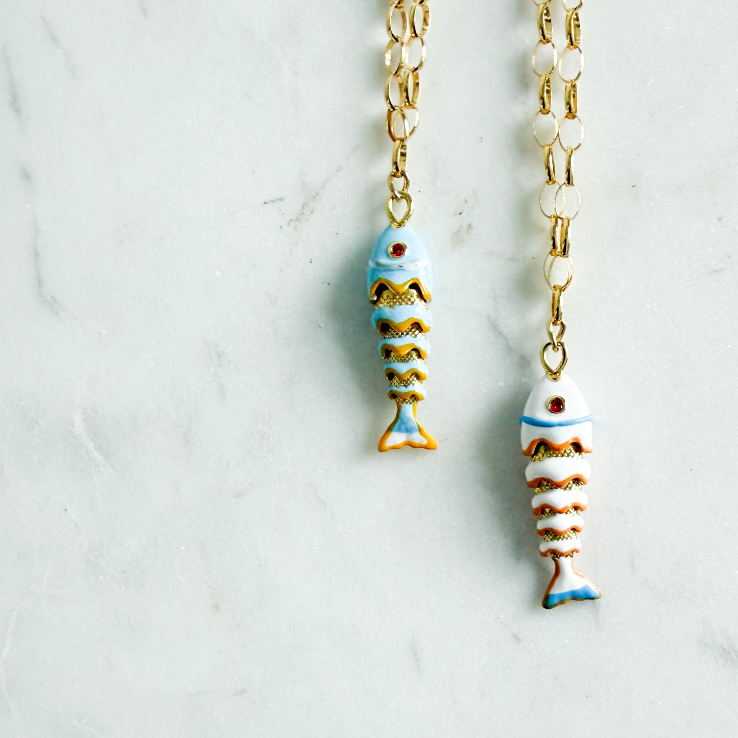 Catarina Fish 14KTGF Oval chain Necklace - BelleStyle