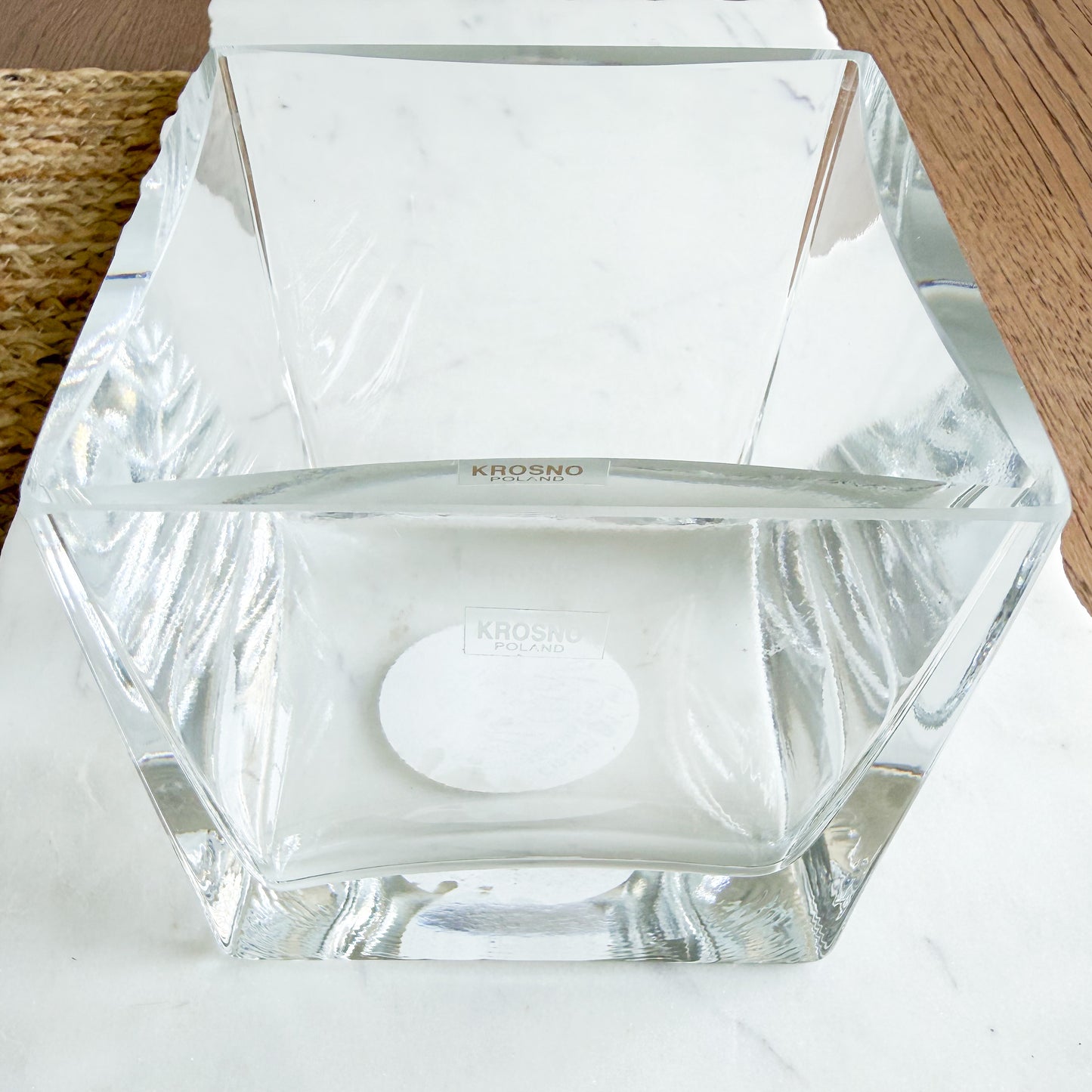 Krosno Poland Square Crystal Vintage Vase