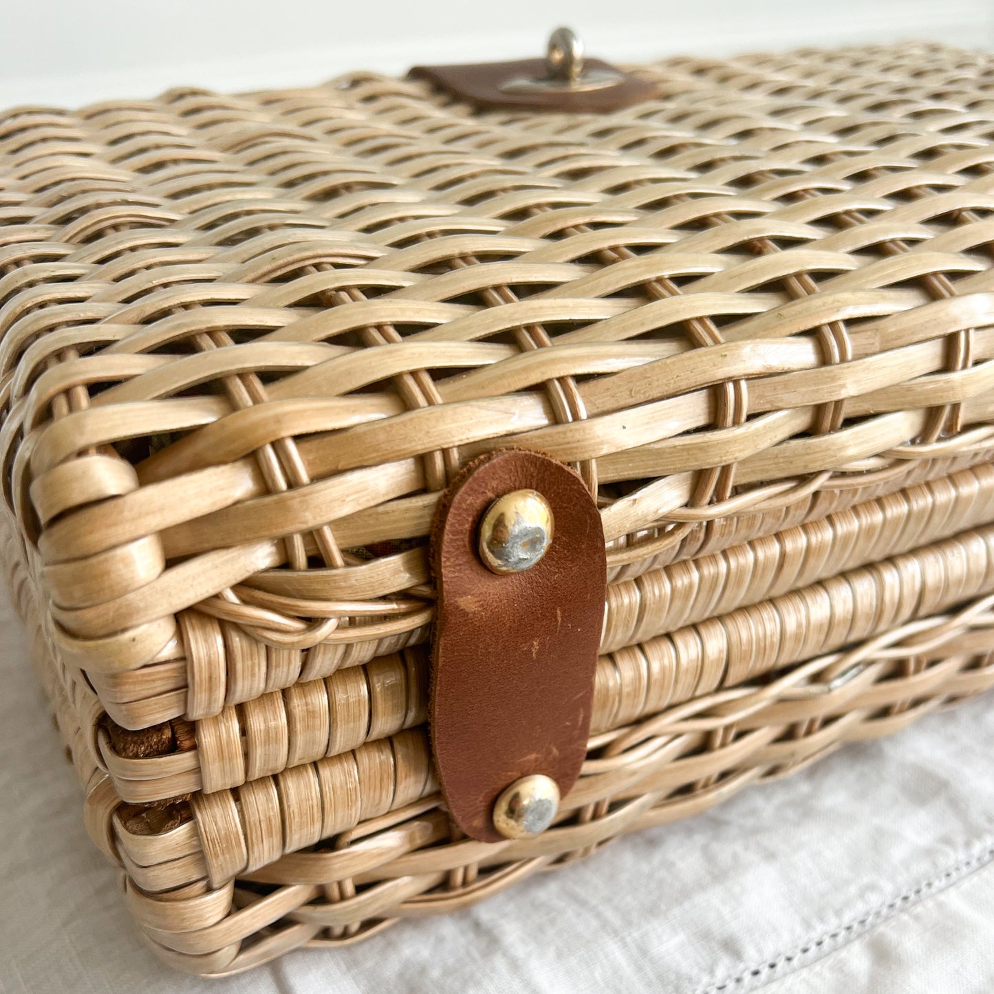 Ridley Vintage Woven Palm Bamboo Handle Bag