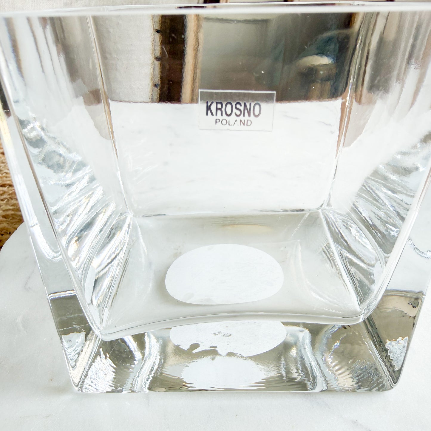 Krosno Poland Square Crystal Vintage Vase