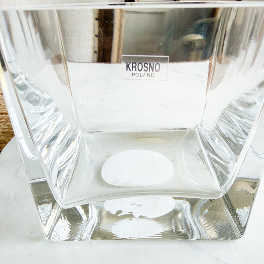 Krosno Poland Square Crystal Vintage Vase