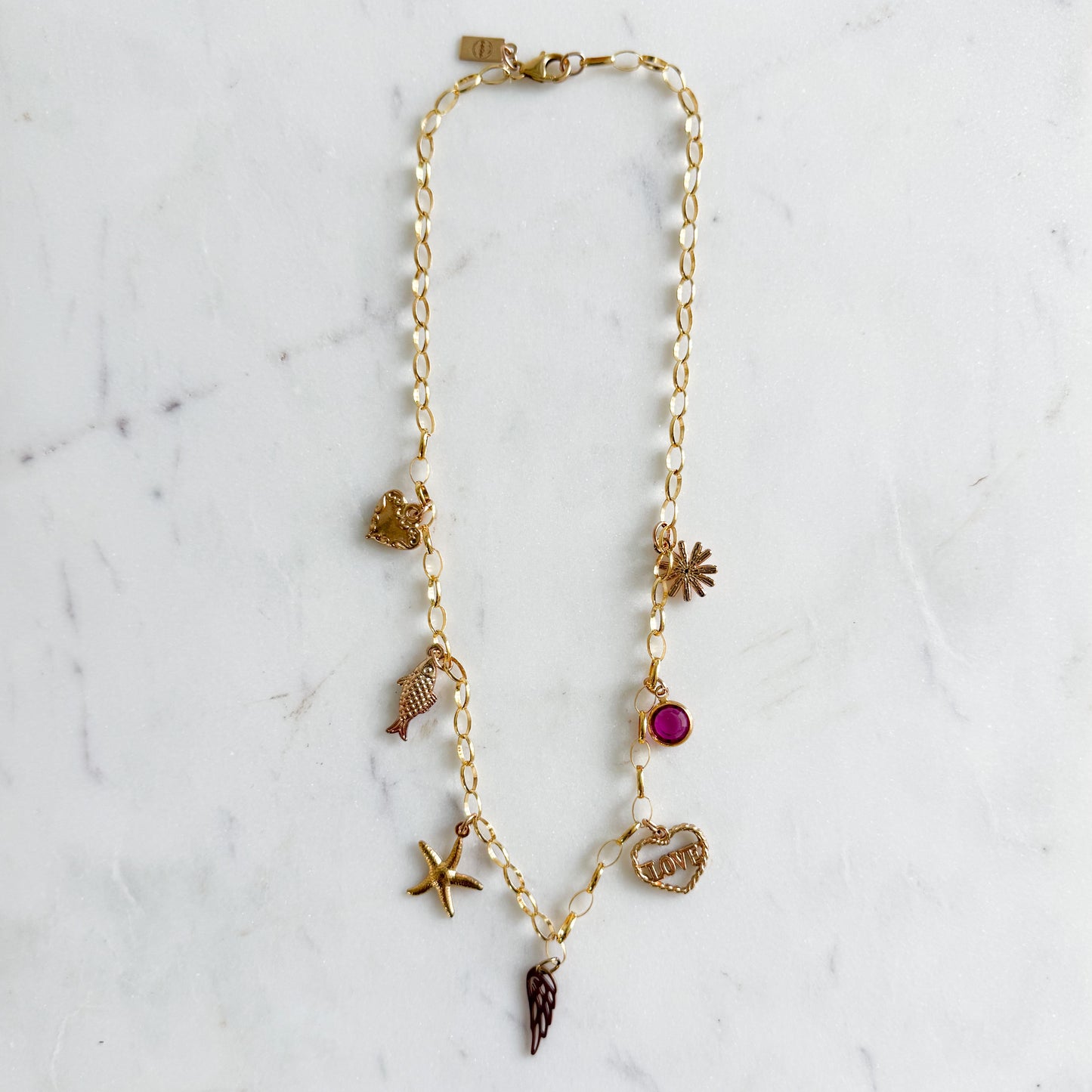Jess Angelwing Starfish Vintage Swarovski Charm 14KTGF Necklace
