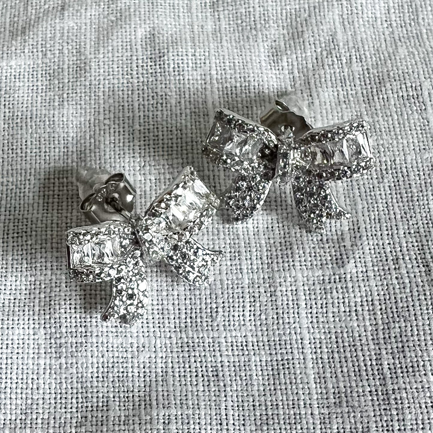 Belle Bow Baguette Crystal Stud Earrings