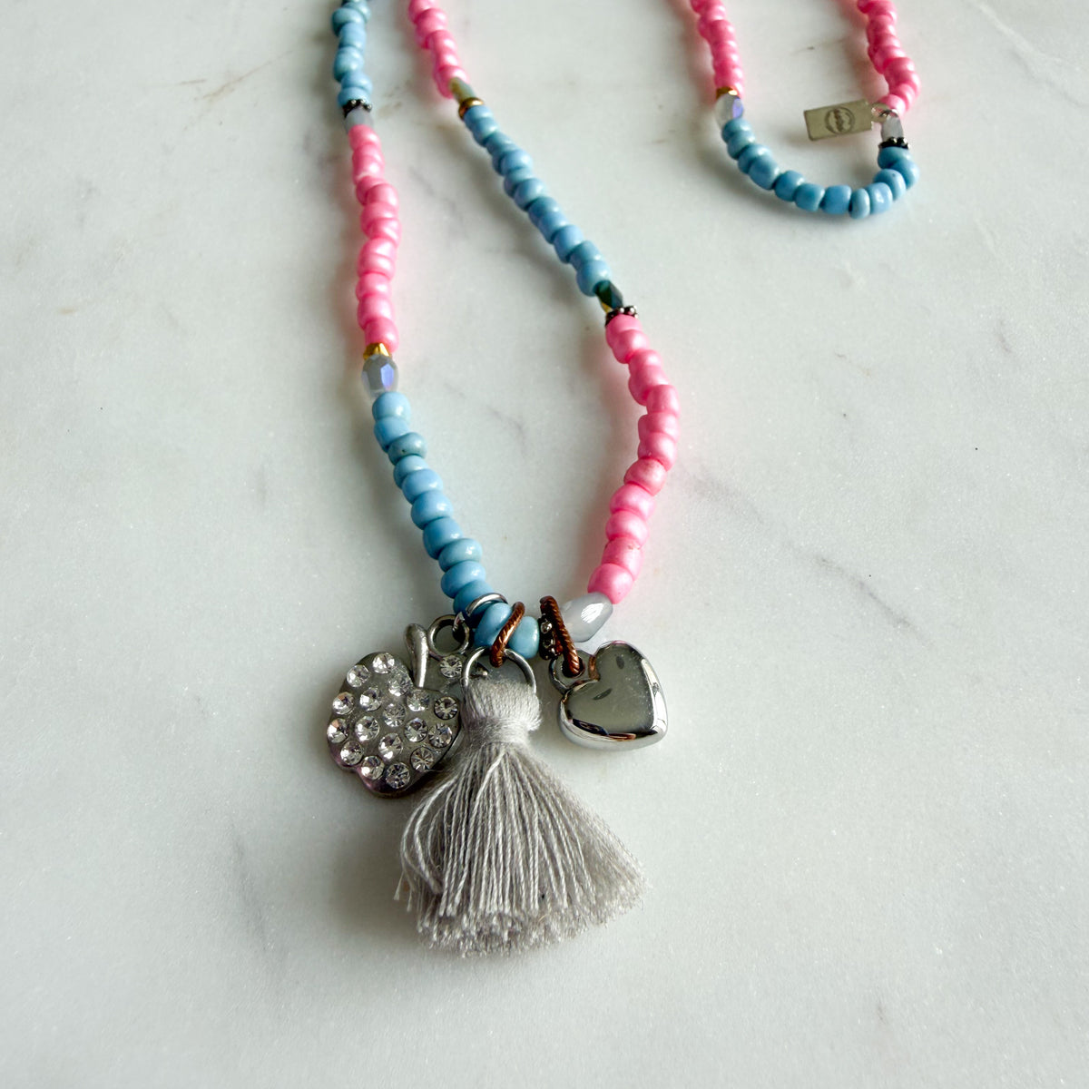 Holly Girl’s Silver Heart Tassel Charm Necklace - BelleStyle