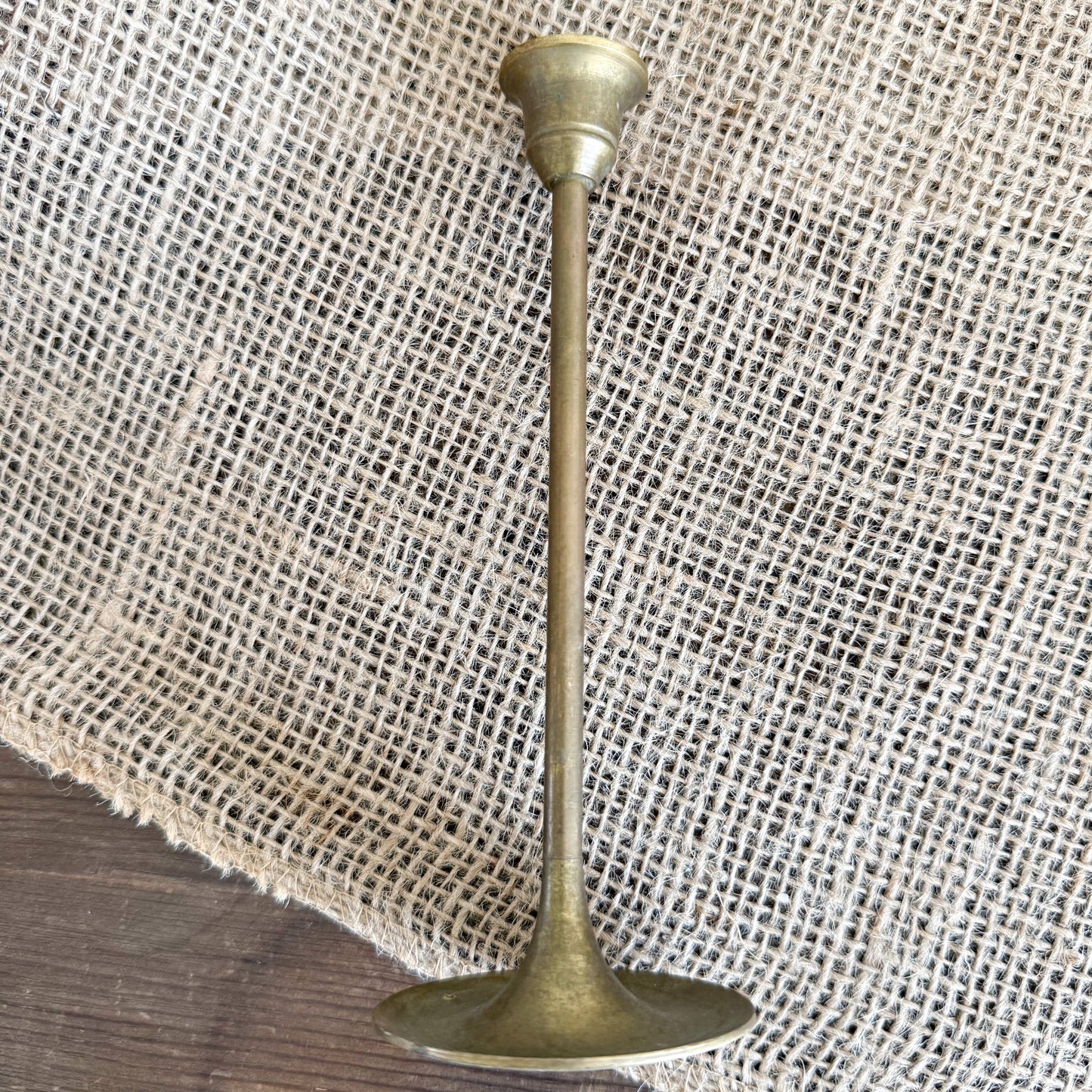 Trumpet Vintage Brass Candle Holder