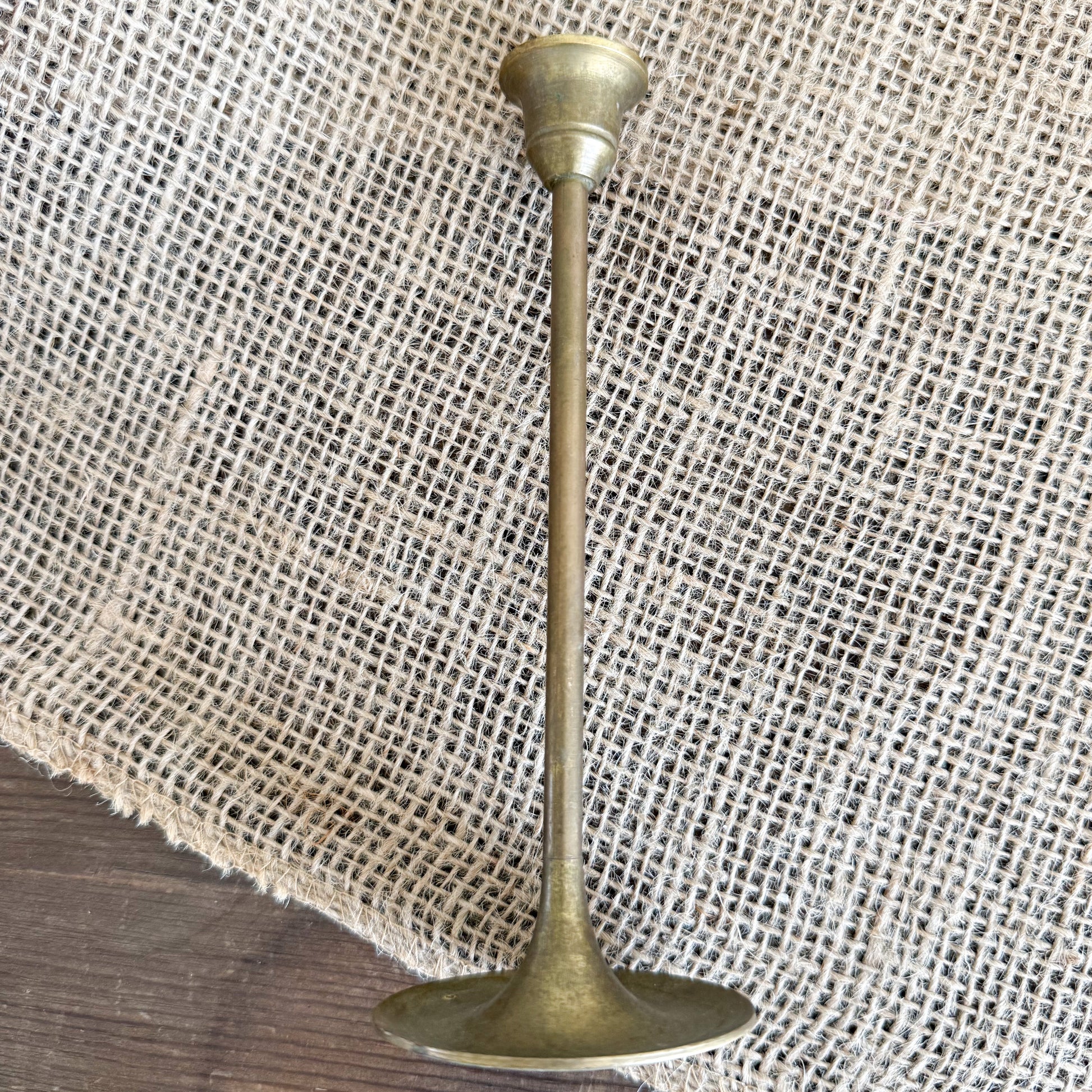 Trumpet Vintage Brass Candle Holder