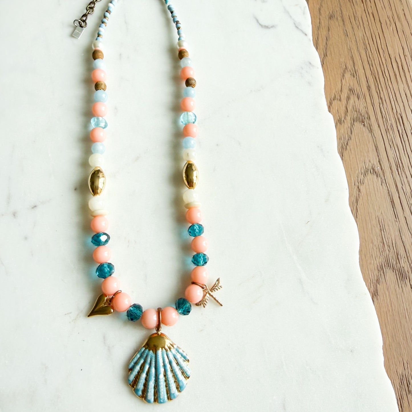 Stevie Blue Shell Chalcedony Semi-Precious Stone Necklace