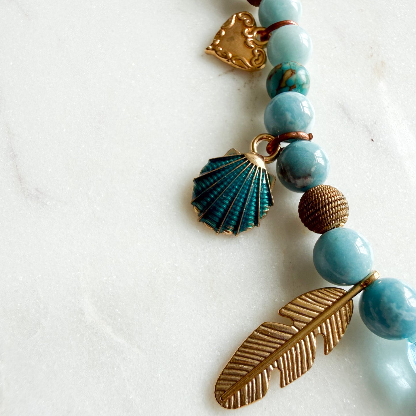 Lakeview Puff Heart Chalcedony Semi-Precious Stone Charm Necklace
