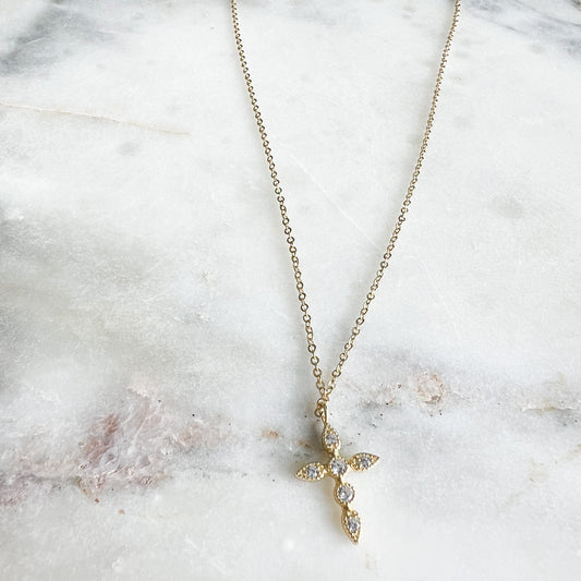 Gold Crystal Cross necklace